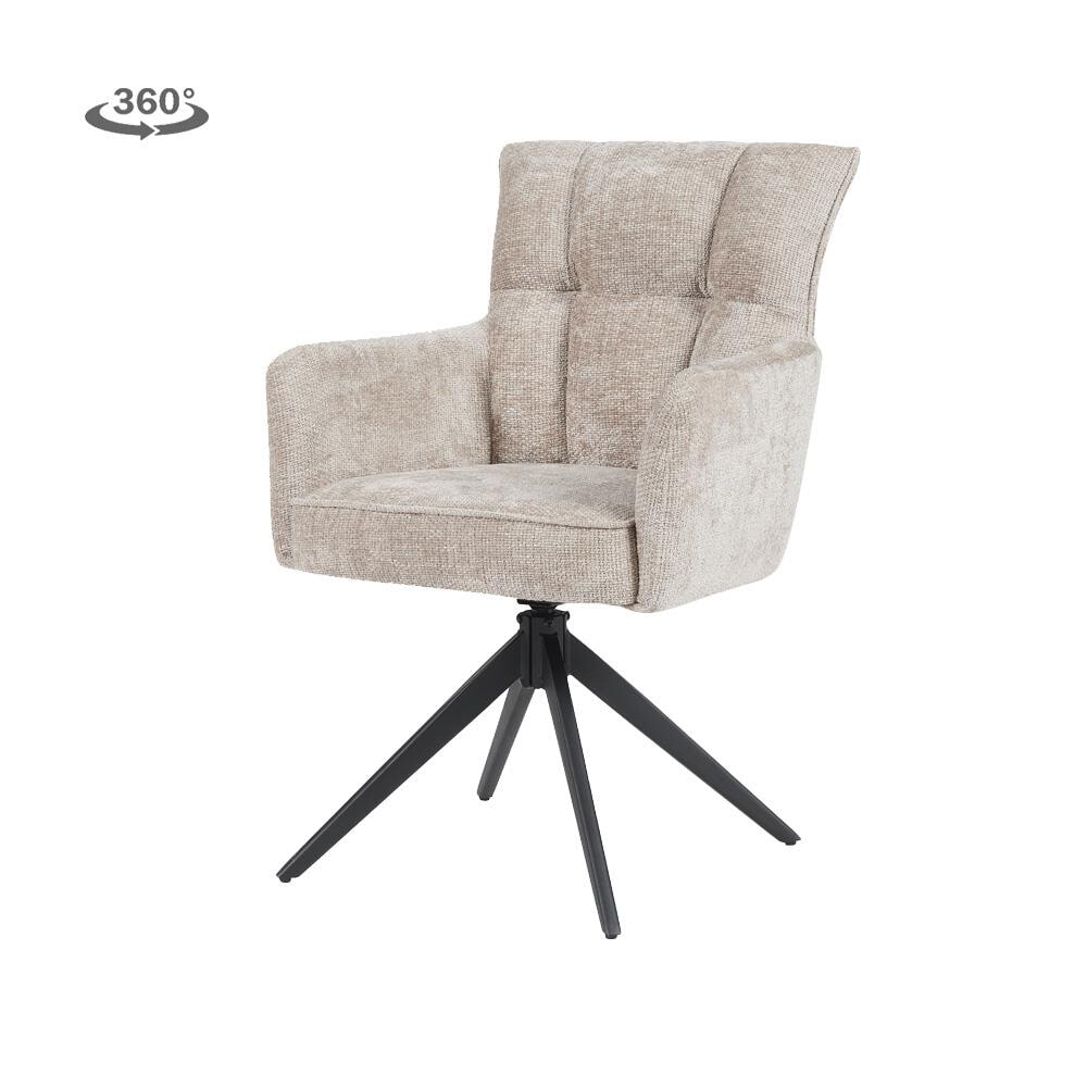 Tower Living Draaibare Eetkamerstoel Bardi Geweven stof - Beige