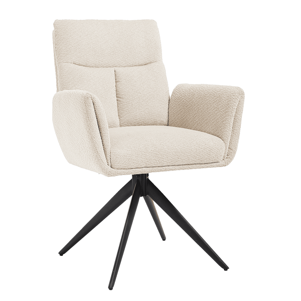 Tower Living Draaibare Eetkamerstoel Varzo Bouclé - Crème