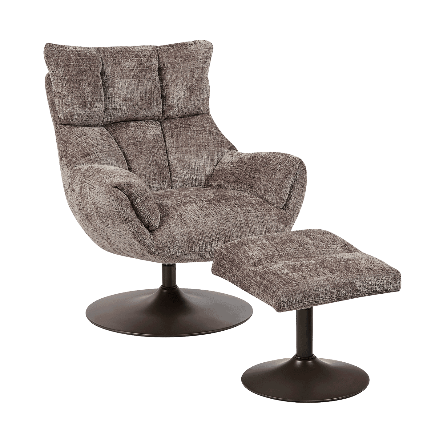 Tower Living Draaifauteuil Force Met voetenbank, Bouclé - Clay