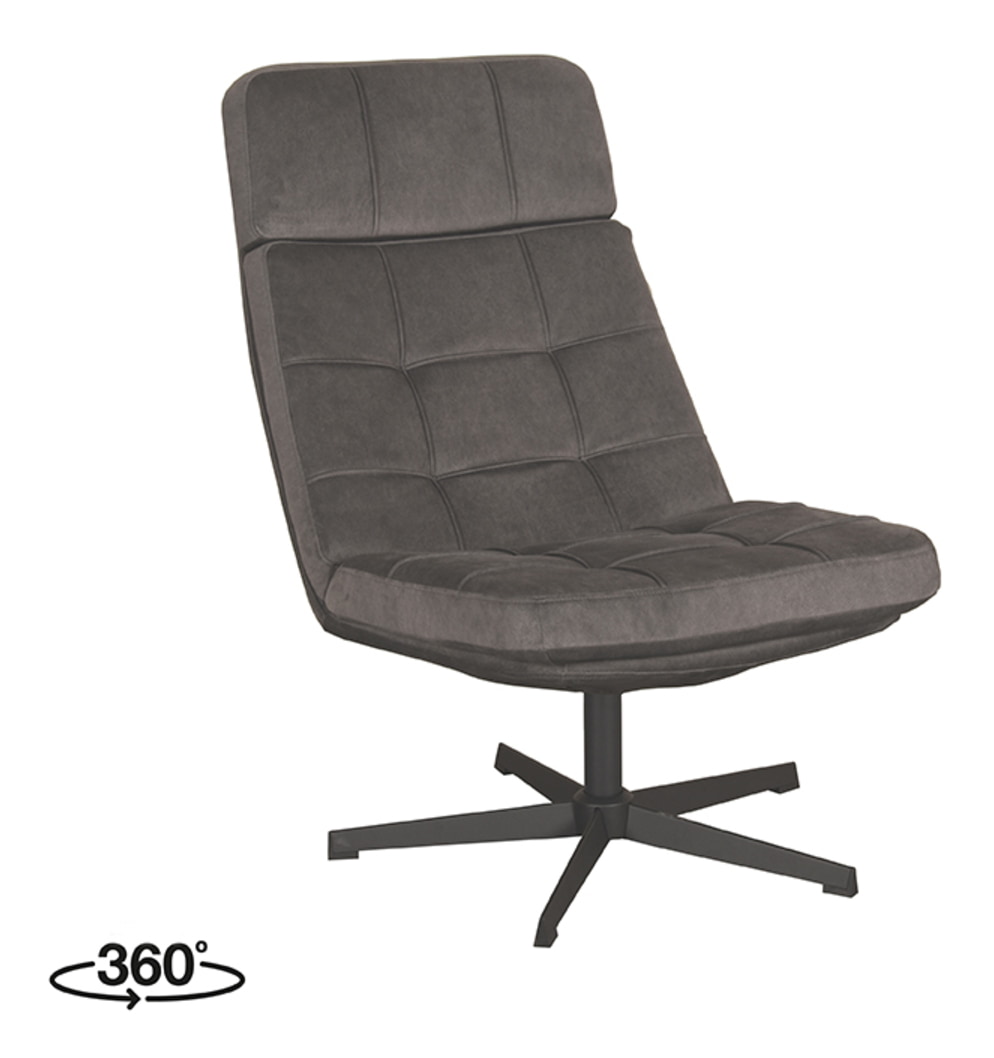 LABEL51 Draaifauteuil 'Alvar' kleur Antraciet