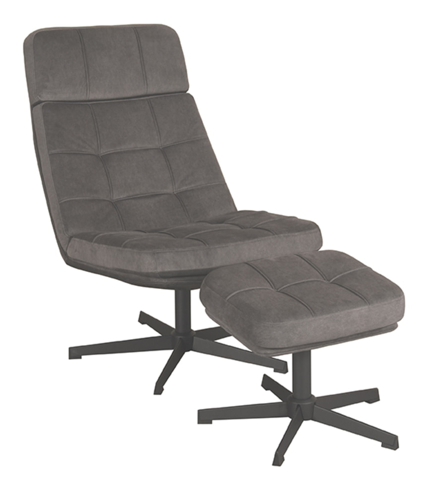 LABEL51 Draaifauteuil 'Alvar' Met hocker, kleur Antraciet