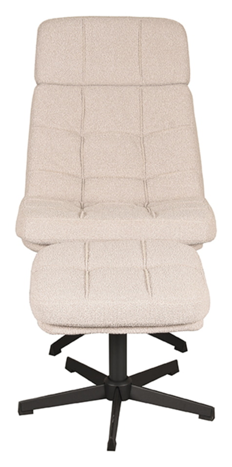 LABEL51 Fauteuil 'Alvar' Met hocker, Bouclé, kleur Naturel