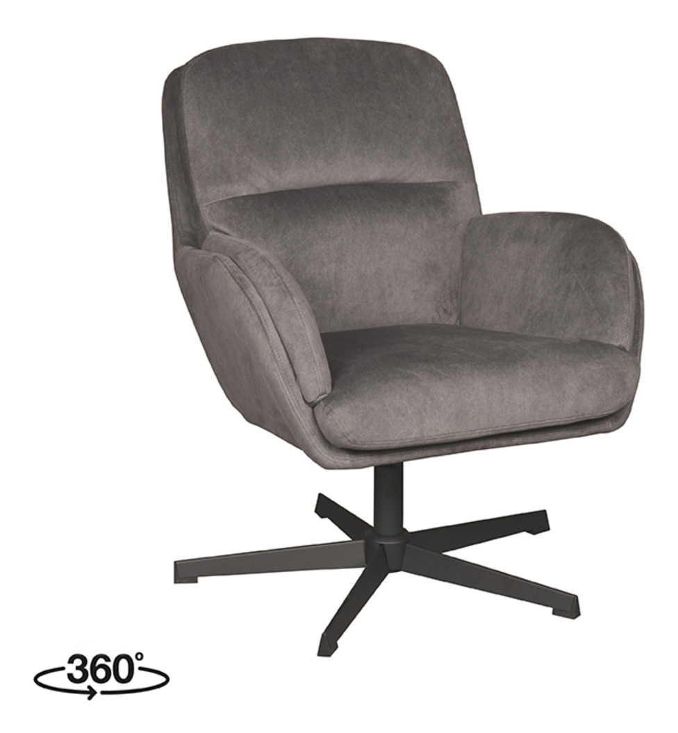 LABEL51 Draaifauteuil 'Moss' kleur Antraciet