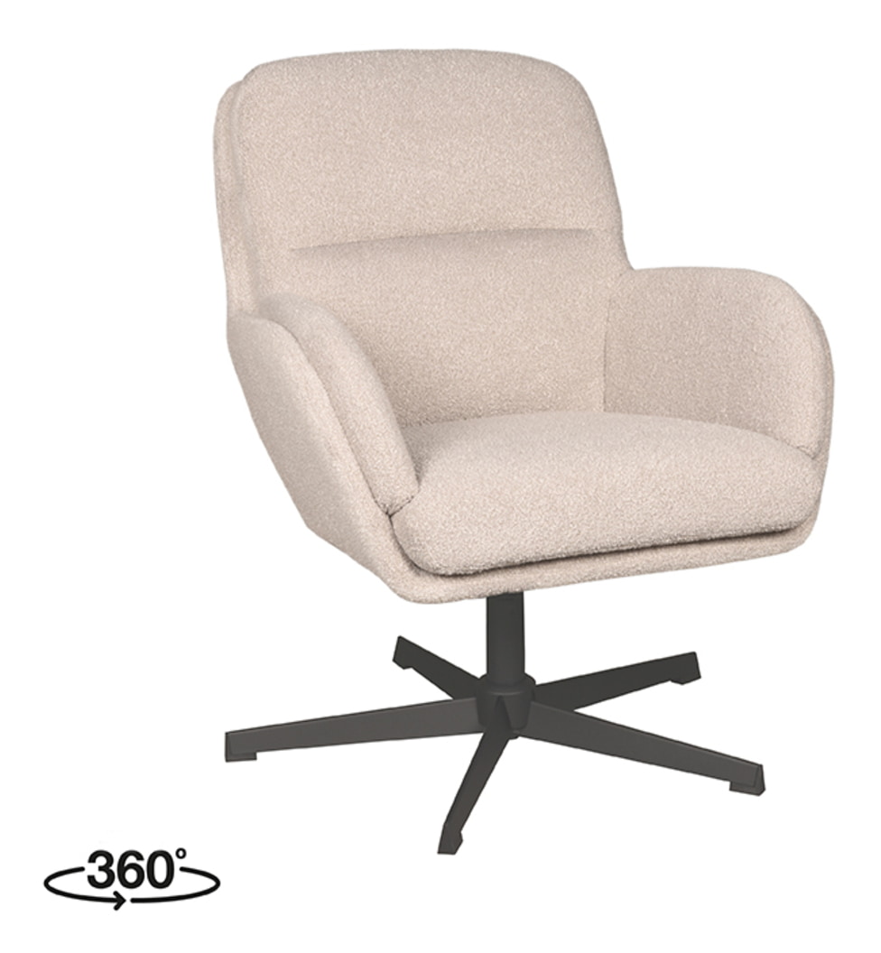 LABEL51 Draaifauteuil 'Moss' Bouclé, kleur Naturel