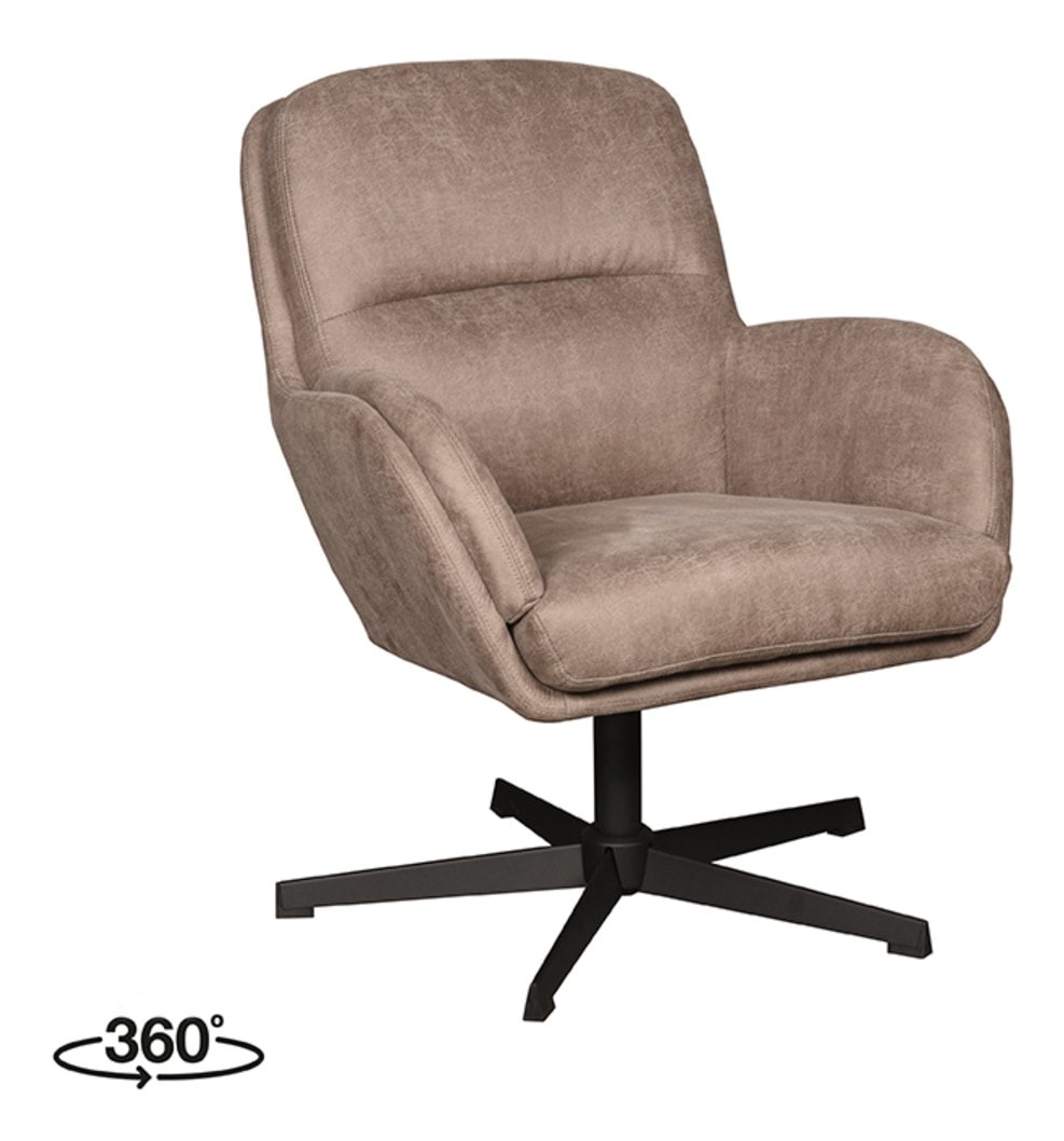 LABEL51 Draaifauteuil 'Moss' Micro Suede, kleur Taupe