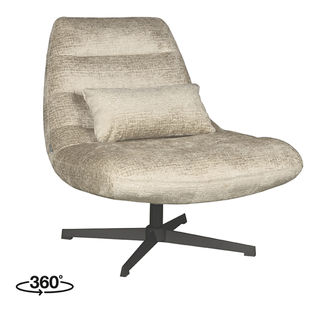 LABEL51 Draaifauteuil 'Nox' Elegance stof, kleur Beige