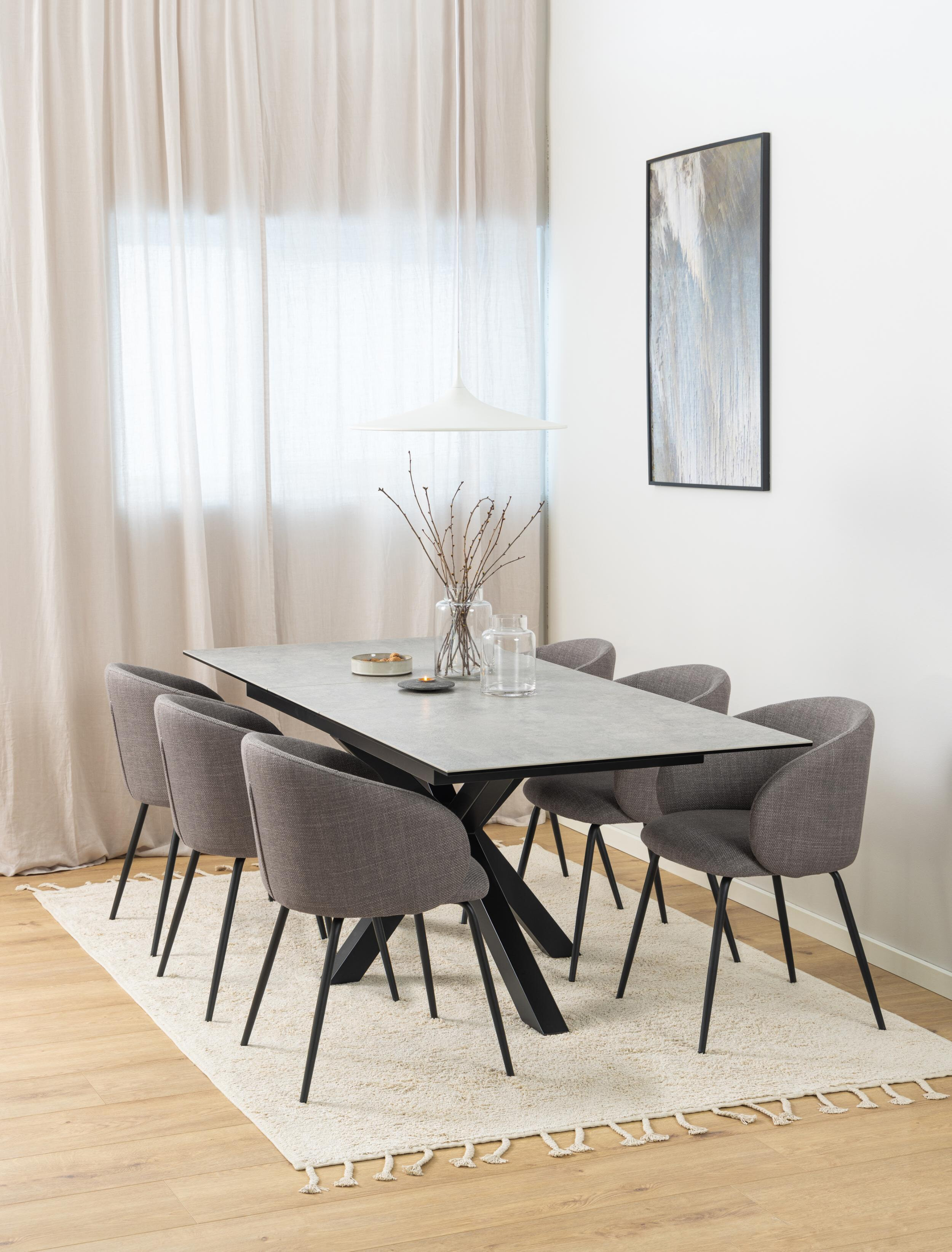 Bendt Uitschuifbare Eettafel 'Line' Keramiek, 168/210 x 90cm, kleur Grijs