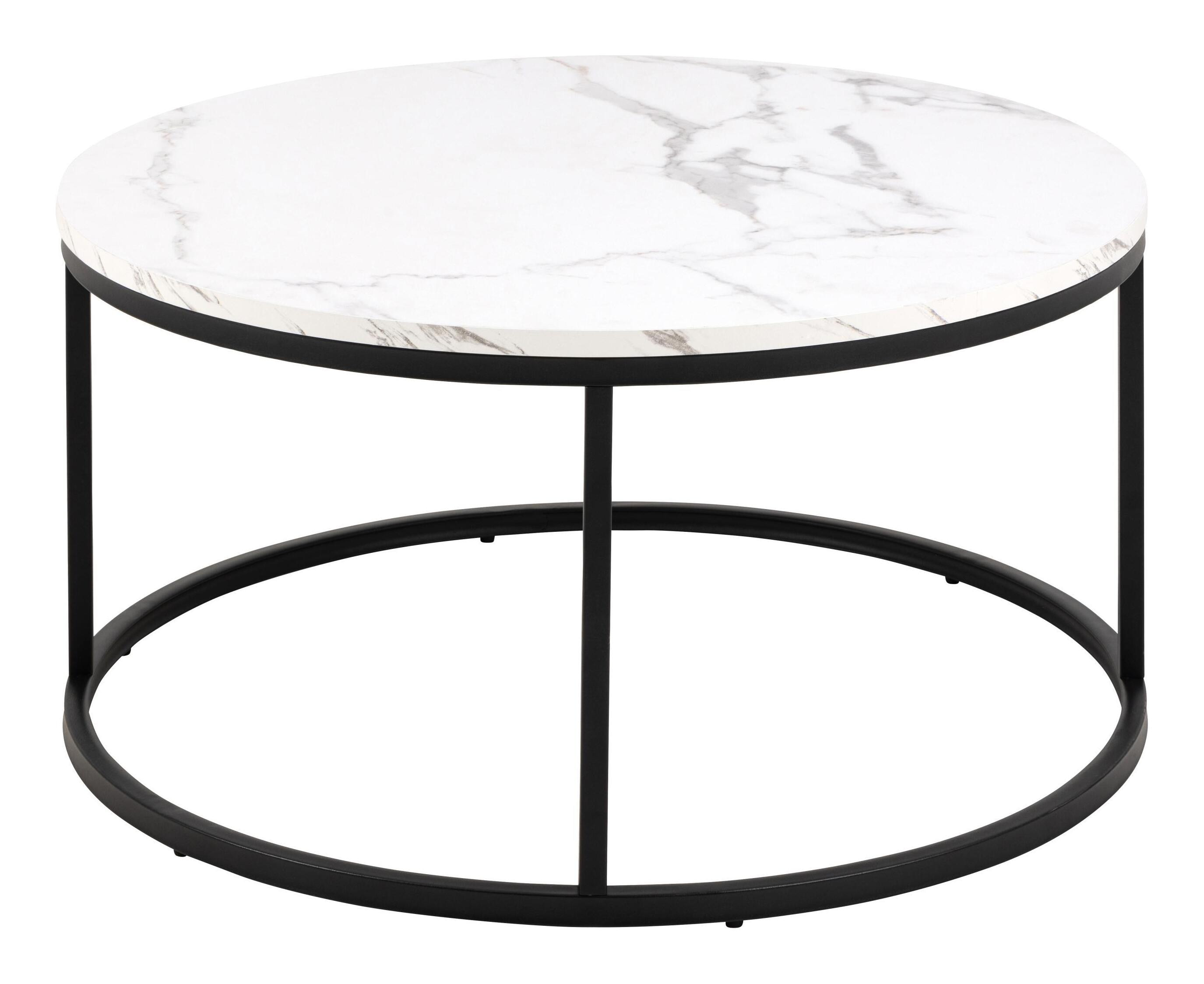 Bendt Ronde Salontafel 'Flemming' 80cm Marmerlook , kleur wit