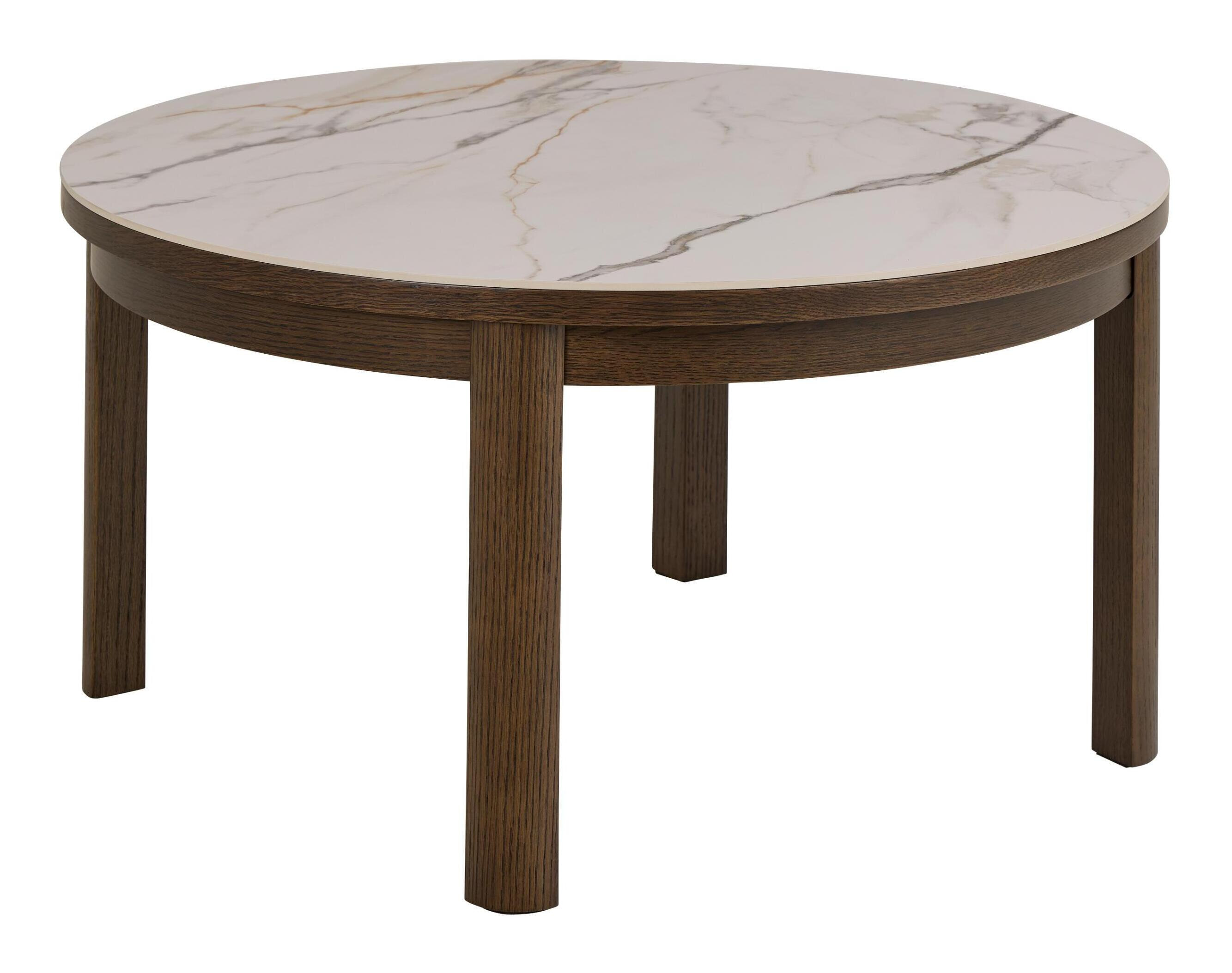 Bendt Ronde Salontafel Jawana Marmerlook en eikenfineer, 90cm - Beige