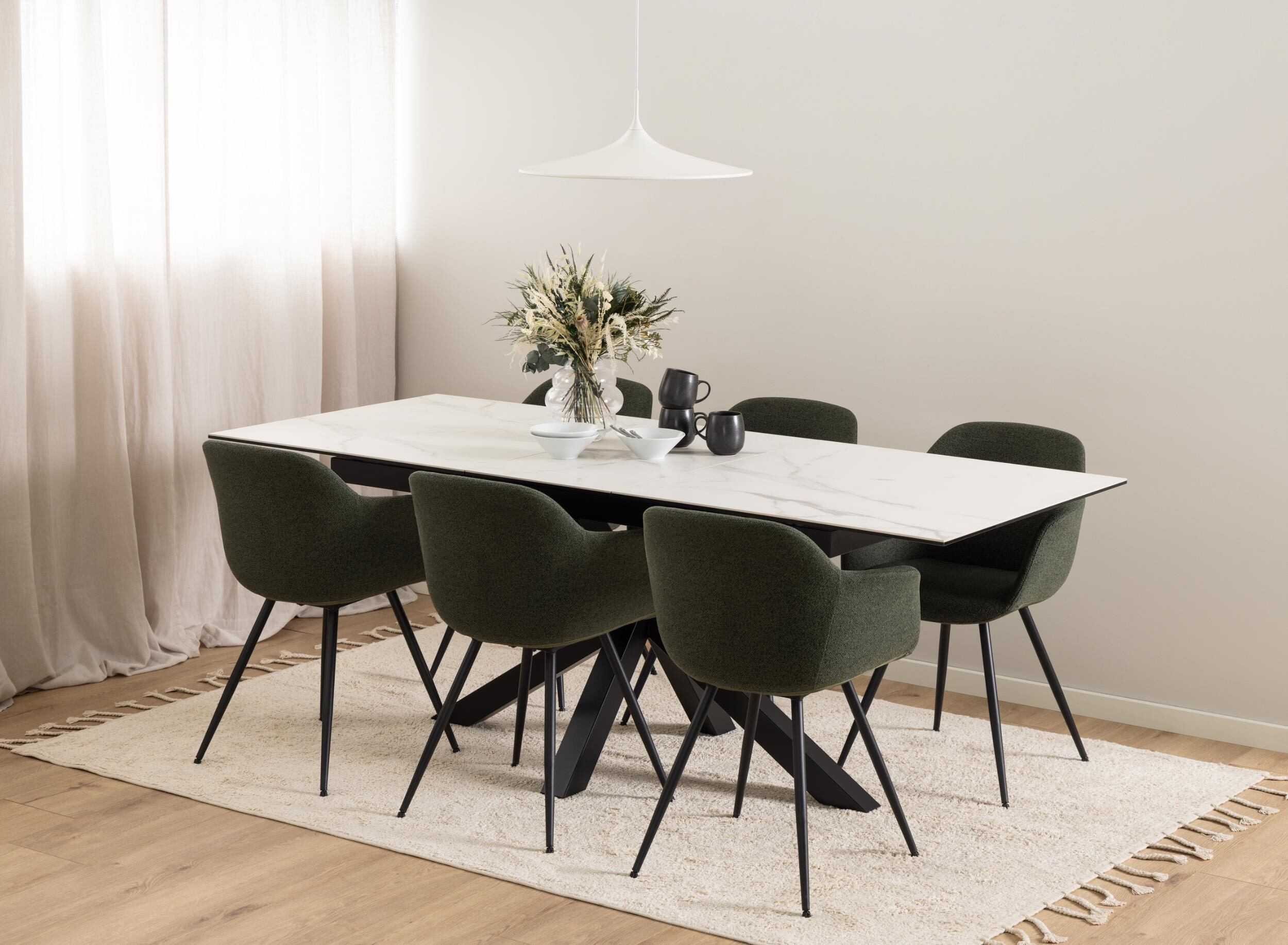 Bendt Uitschuifbare Eettafel 'Line' Keramiek, 168/210 x 90cm, kleur Wit