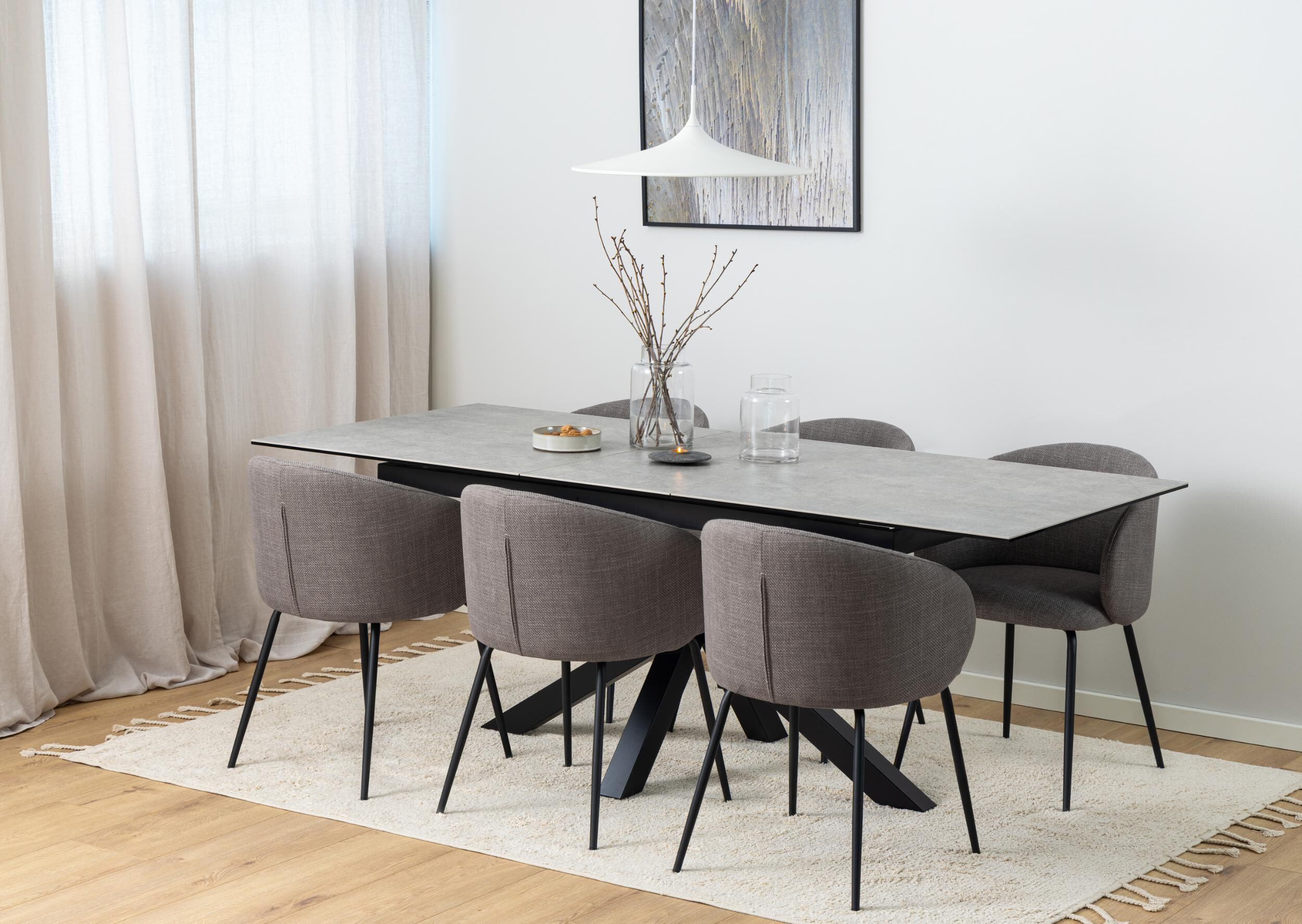 Bendt Uitschuifbare Eettafel 'Line' Keramiek, 168/210 x 90cm, kleur Grijs