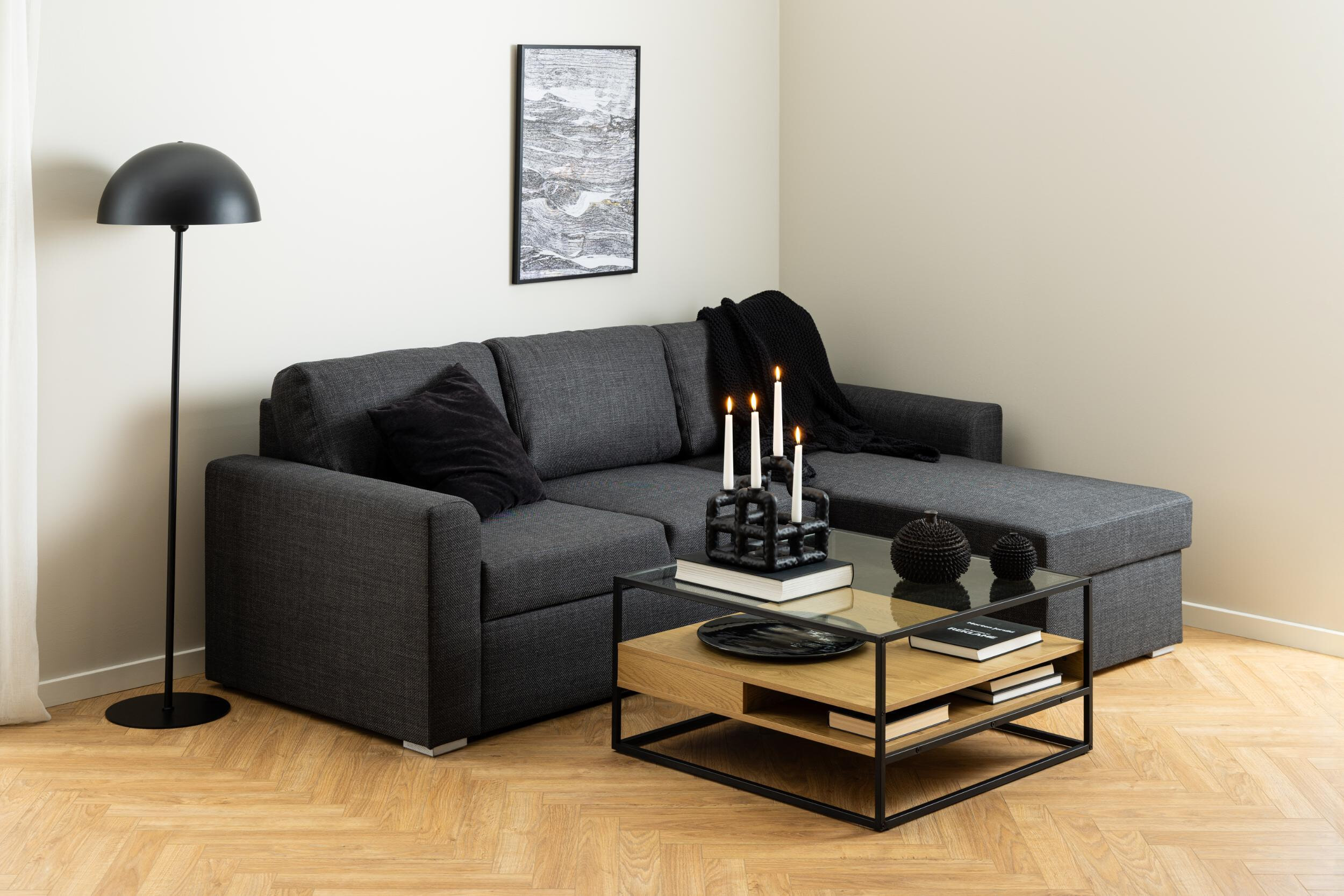 Bendt Salontafel 'Maikel' Eiken en glas, 80 x 80cm