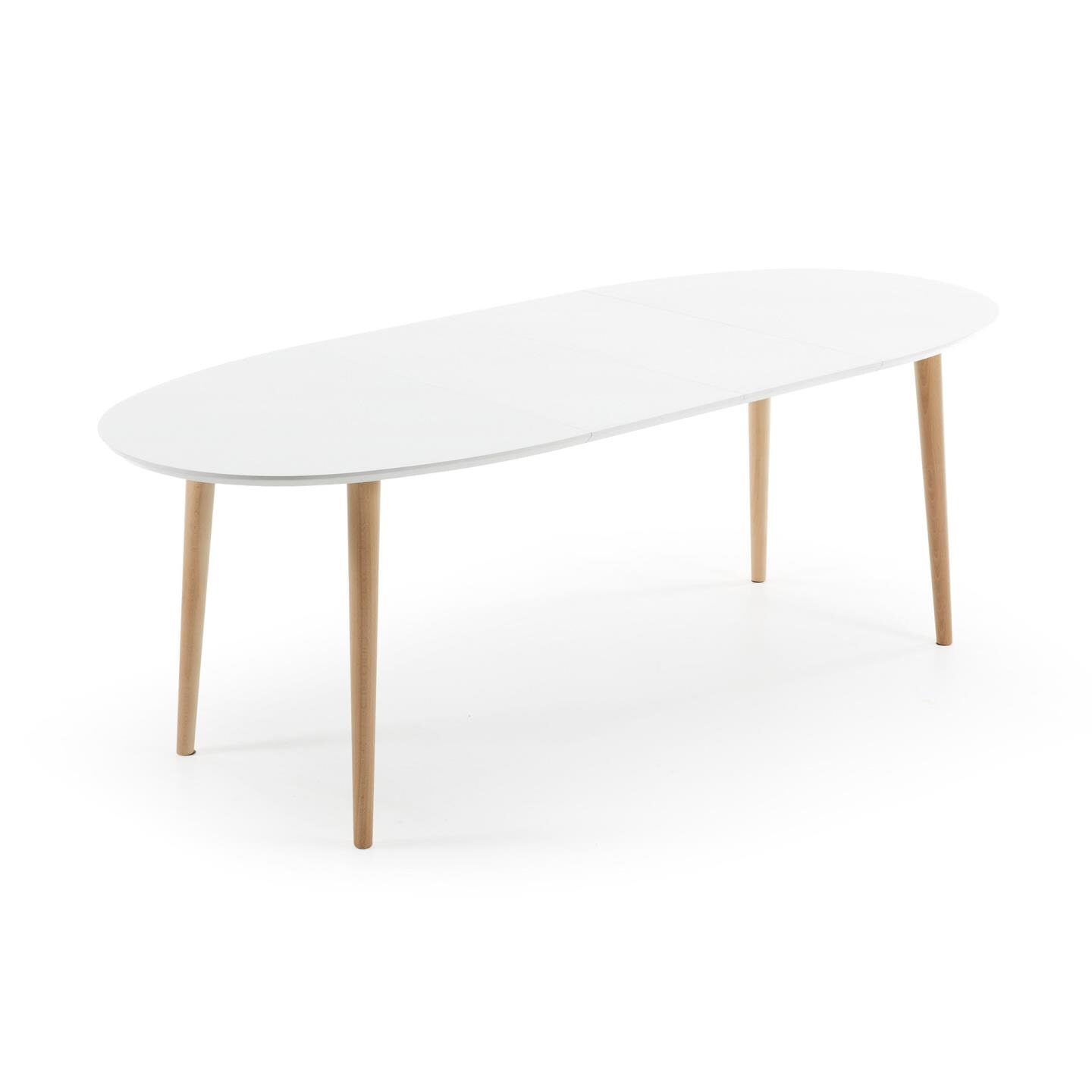 Kave Home Uitschuifbare Ovale Eettafel 'Oqui' 140 - 220 x 90cm, kleur Wit