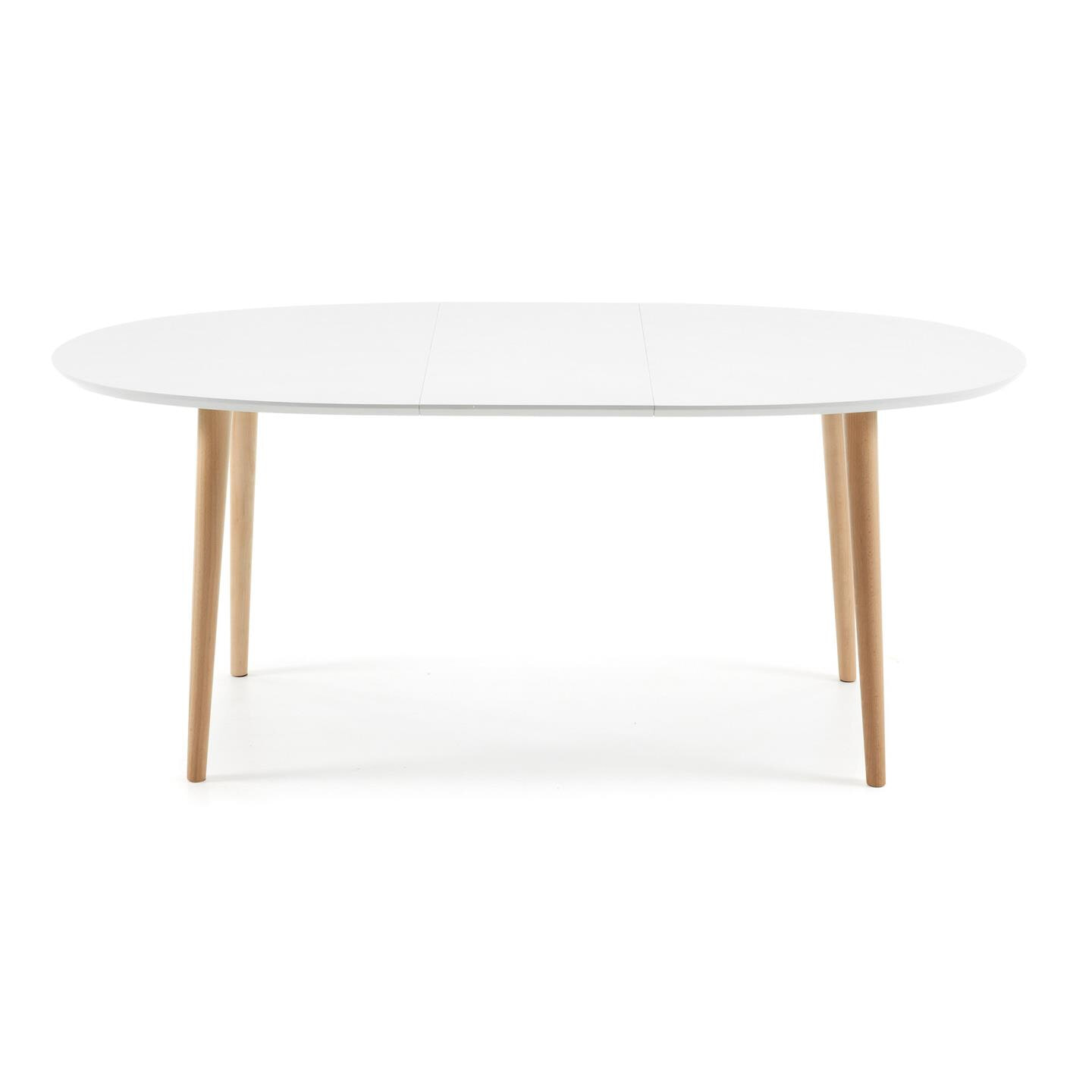 Kave Home Uitschuifbare Ovale Eettafel 'Oqui' 140 - 220 x 90cm, kleur Wit