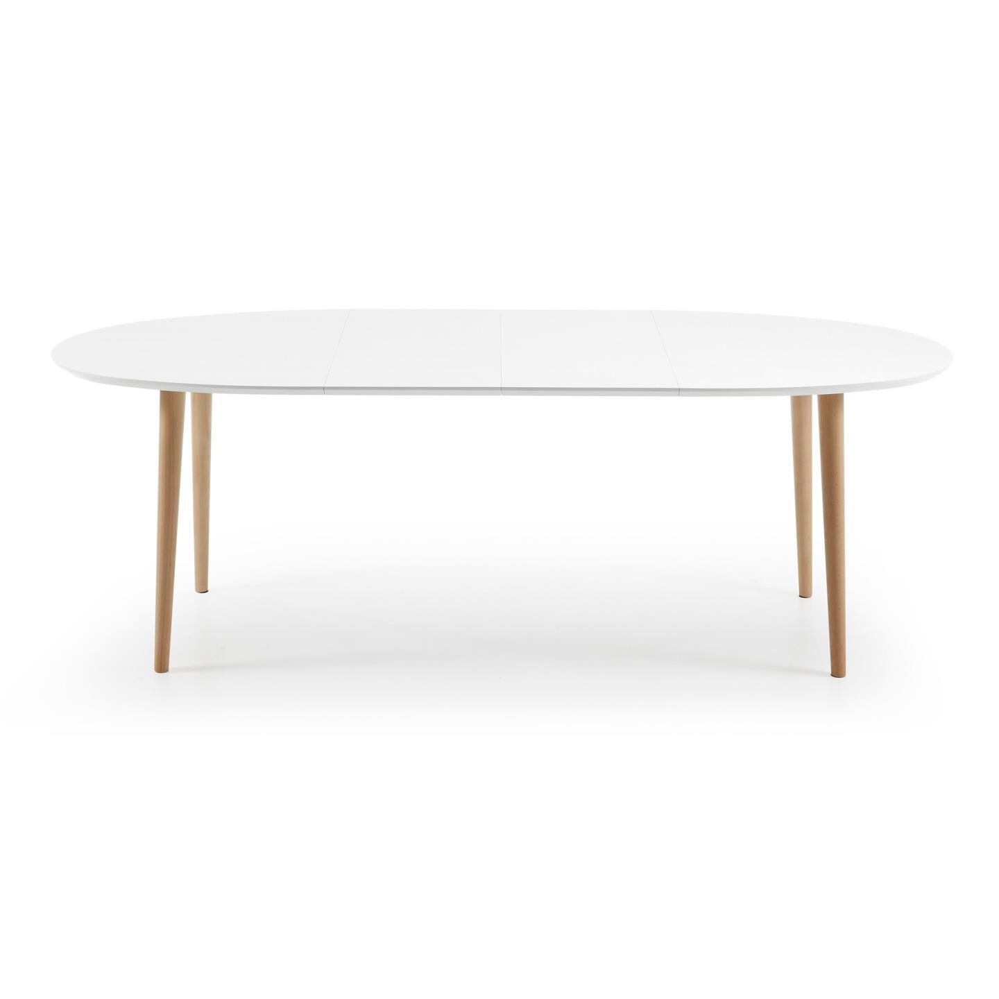 Kave Home Uitschuifbare Ovale Eettafel 'Oqui' 140 - 220 x 90cm, kleur Wit