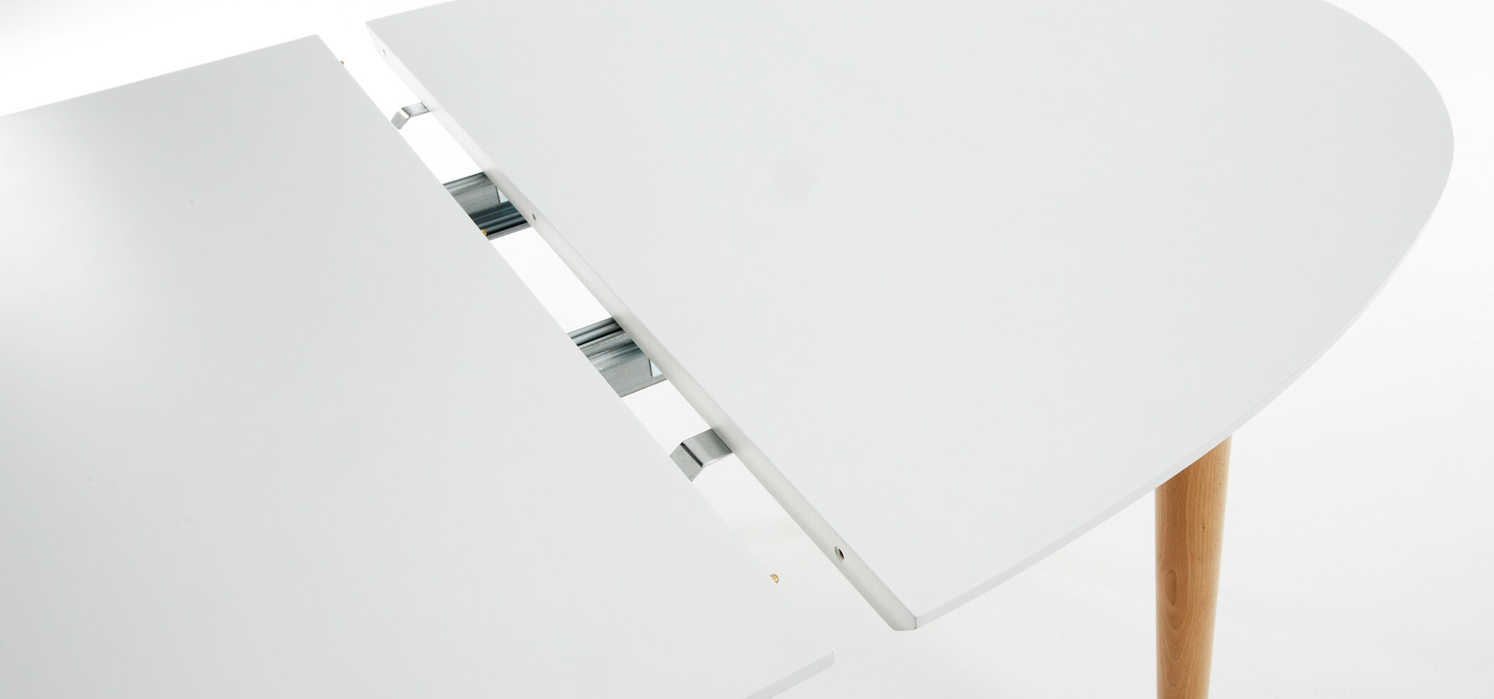 Kave Home Uitschuifbare Ovale Eettafel 'Oqui' 140 - 220 x 90cm, kleur Wit