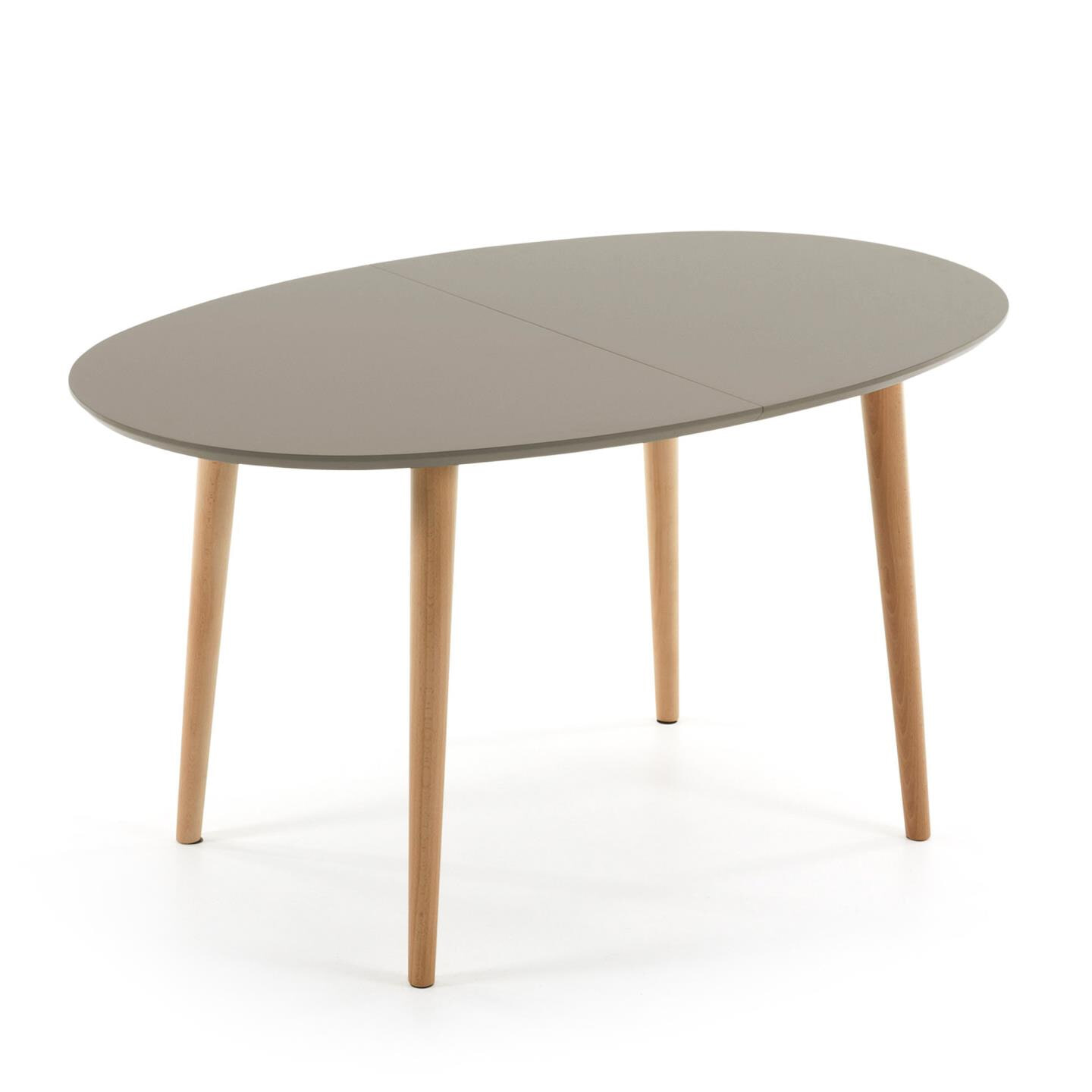 Kave Home Uitschuifbare Ovale Eettafel 'Oqui' 140 - 220 x 90cm, kleur Taupe