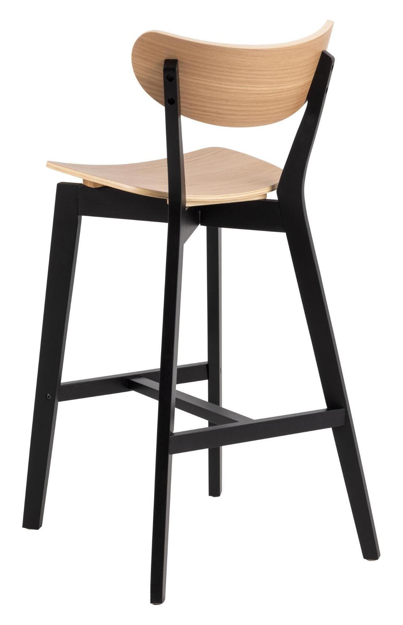 Bendt Barkruk 'Torkil' (zithoogte 77cm), kleur Zwart / Naturel