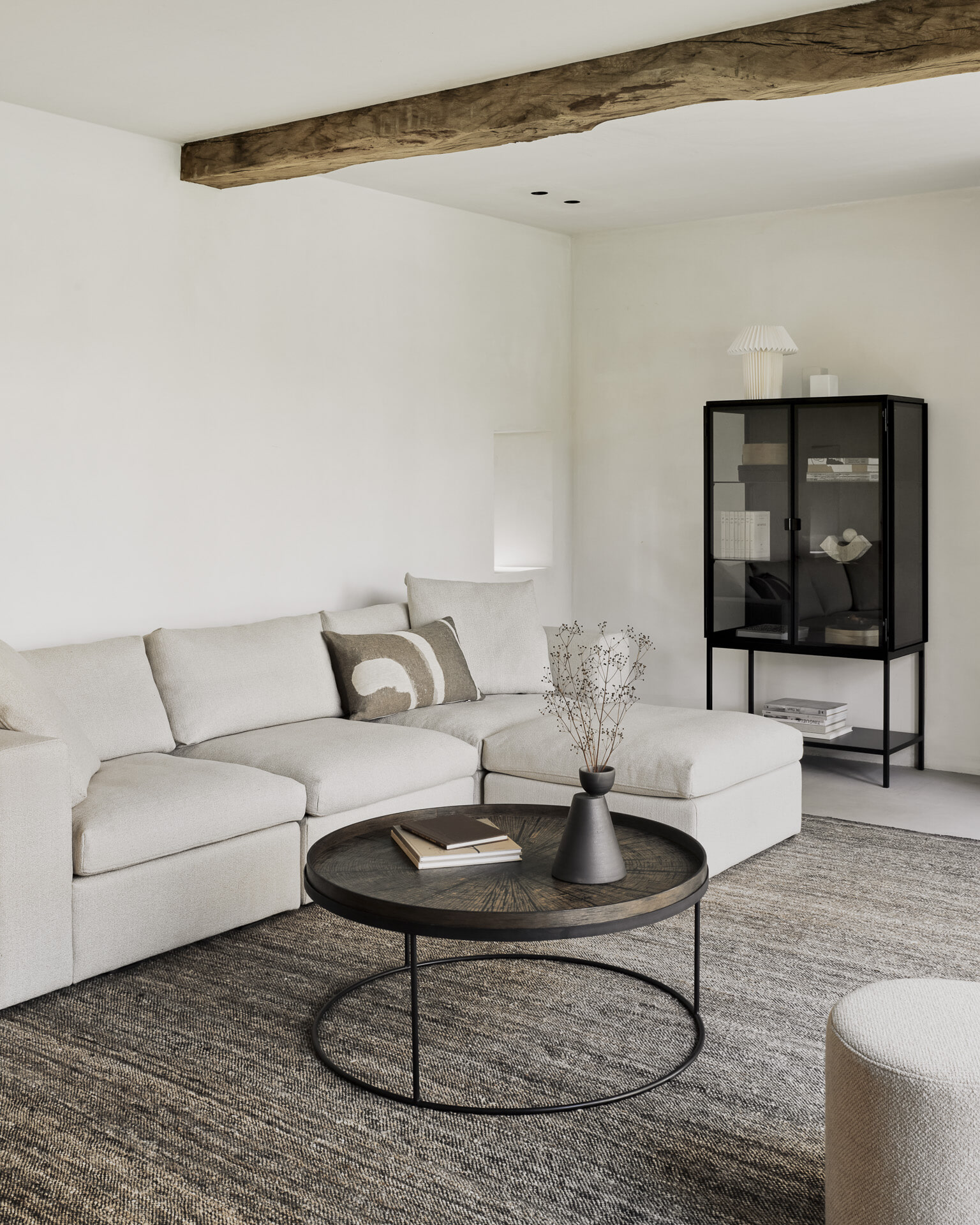 Ethnicraft Modulaire Bank 'Mellow' Hoek Arm Rechts, kleur Off White