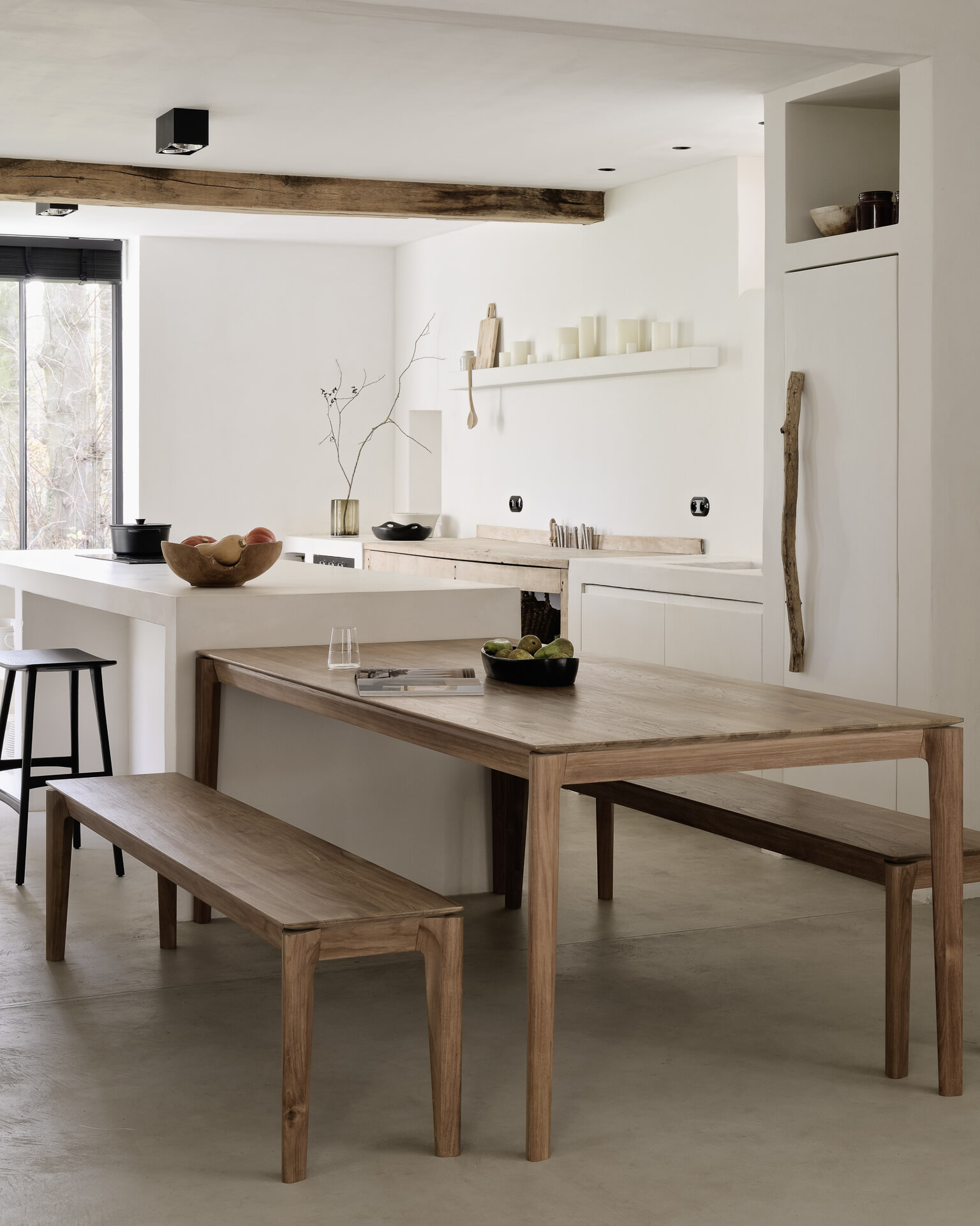 Ethnicraft Eetkamerbank 'Bok' Teakhout, 126cm, kleur Bruin