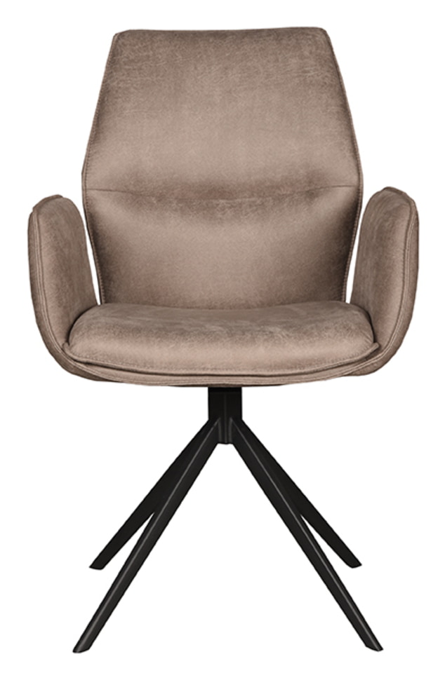 LABEL51 Draaibare Eetkamerstoel 'Mellow' Micro Suede, kleur Taupe