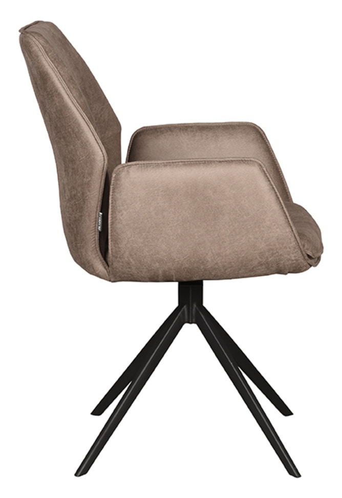 LABEL51 Draaibare Eetkamerstoel 'Mellow' Micro Suede, kleur Taupe