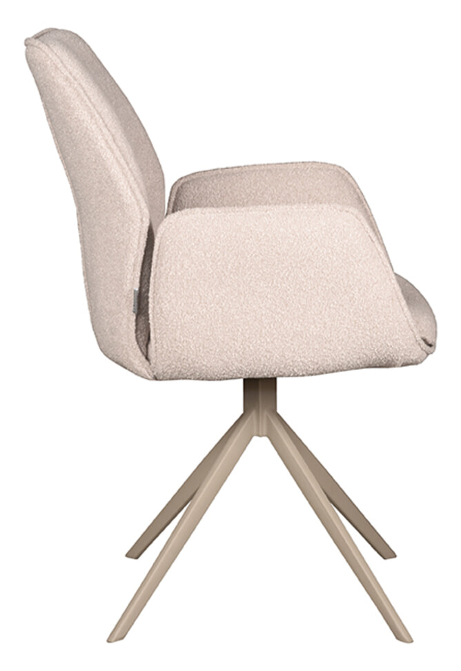 LABEL51 Draaibare Eetkamerstoel 'Mellow' Bouclé, kleur Naturel