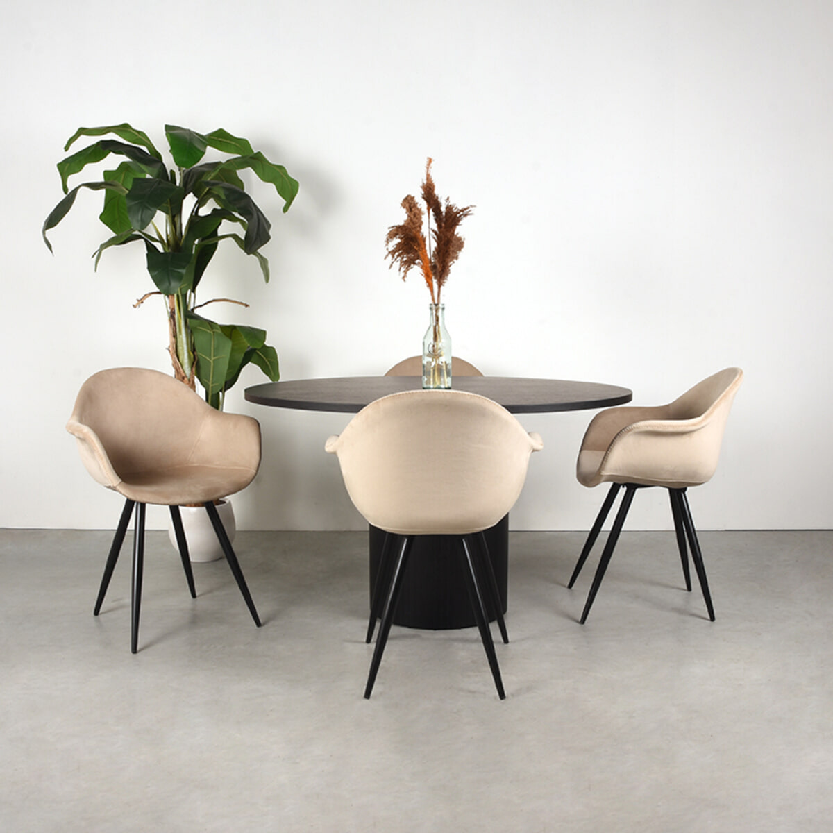 LABEL51 Ronde Eettafel 'Oliva' Zwart Eiken, 130cm