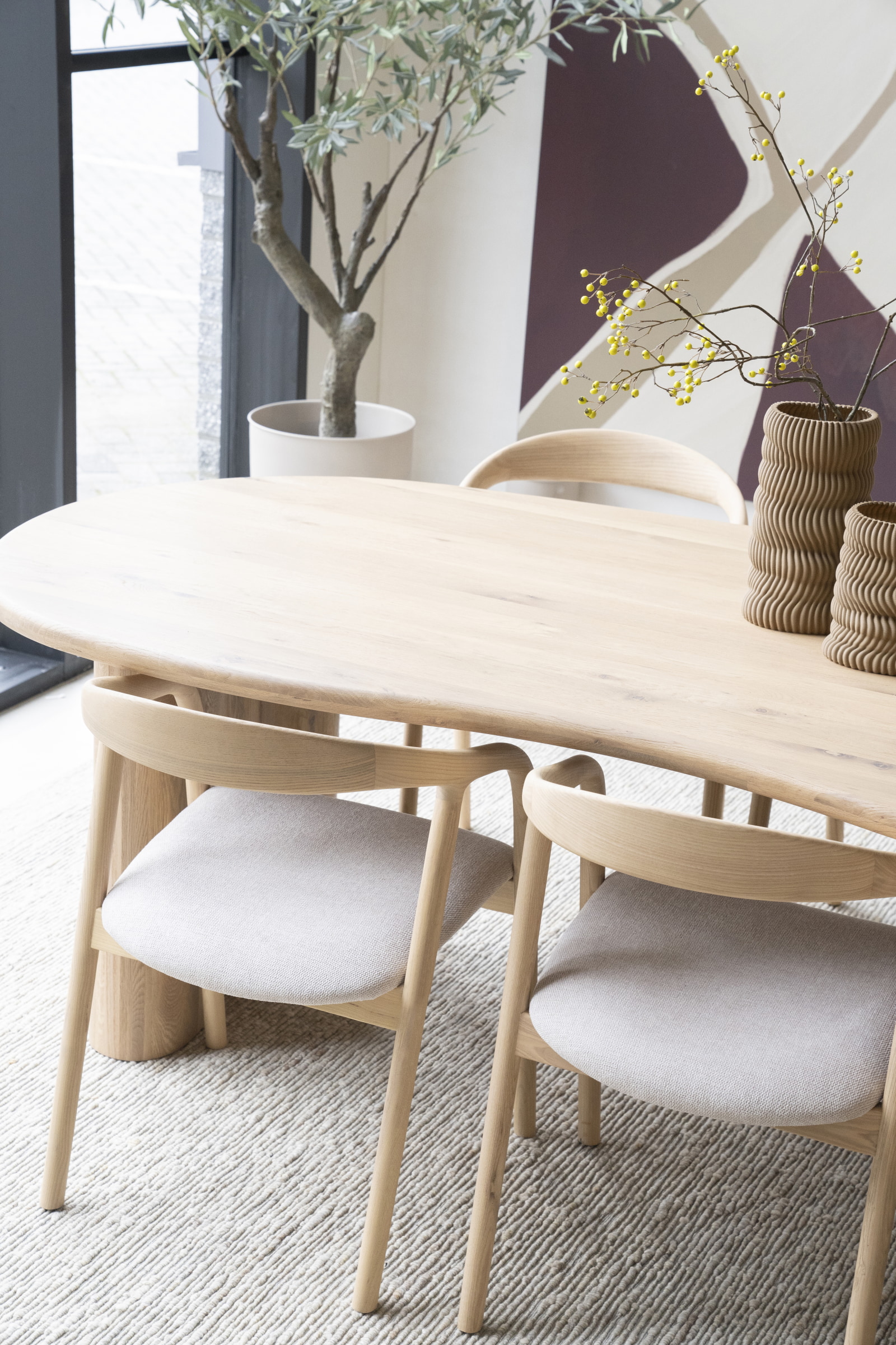 Eleonora Organische Eettafel 'Josh' Eiken, 300 x 110cm, kleur Naturel