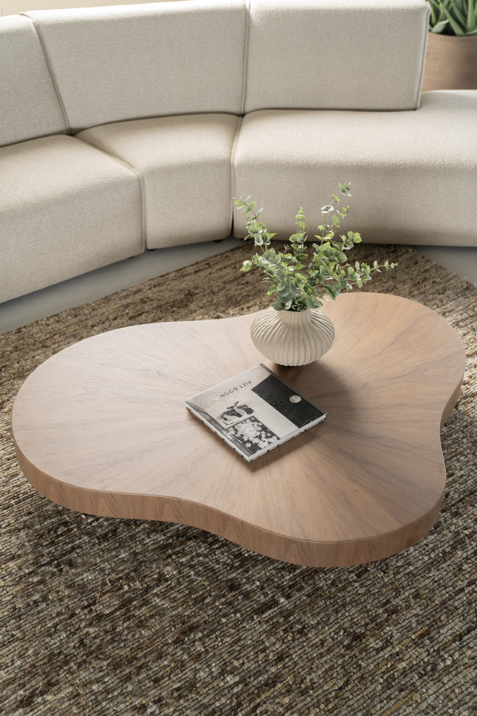 Eleonora Organische Salontafel 'Bobbie' Walnootfineer lichtbruin, 150 x 110cm, kleur Naturel