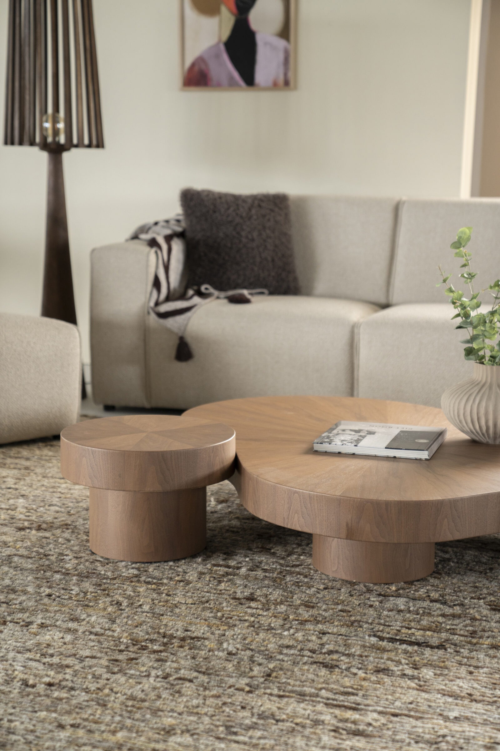 Eleonora Organische Salontafel 'Bobbie' Walnootfineer lichtbruin, 150 x 110cm, kleur Naturel