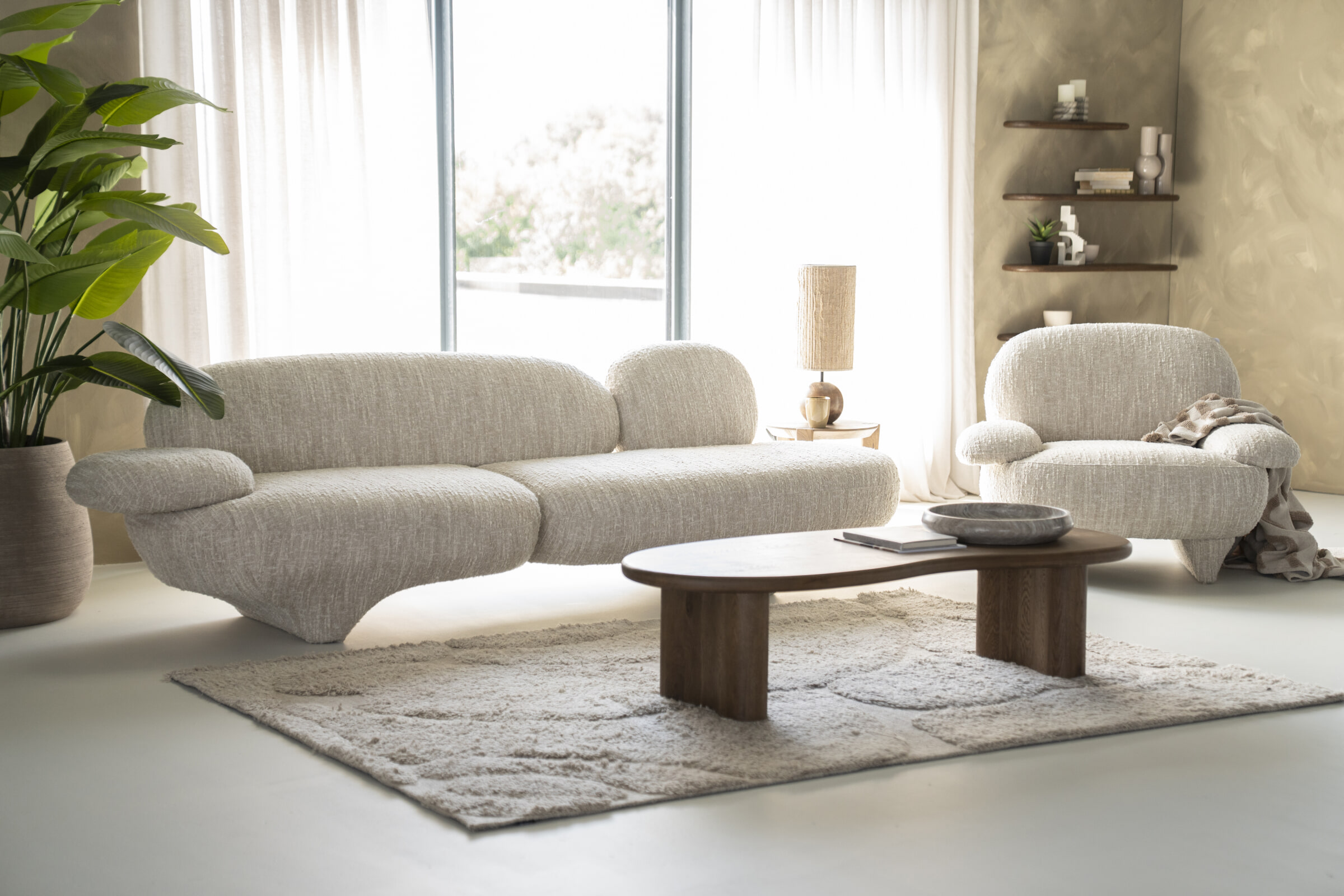 Eleonora Organische Bank 'Jayden' 265cm, kleur Beige