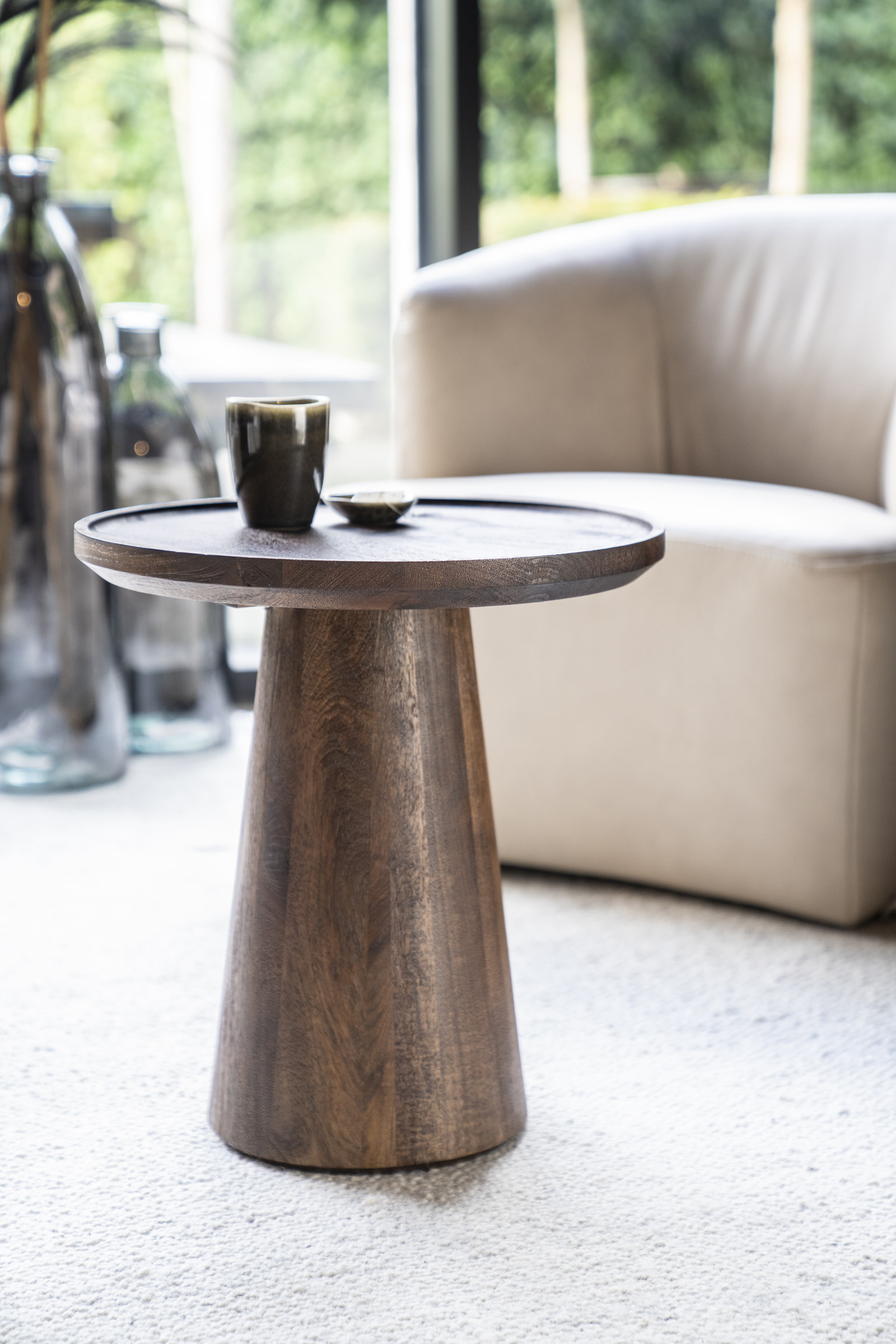 Eleonora Ronde Bijzettafel 'Ron' Mangohout, kleur Bruin, 46cm