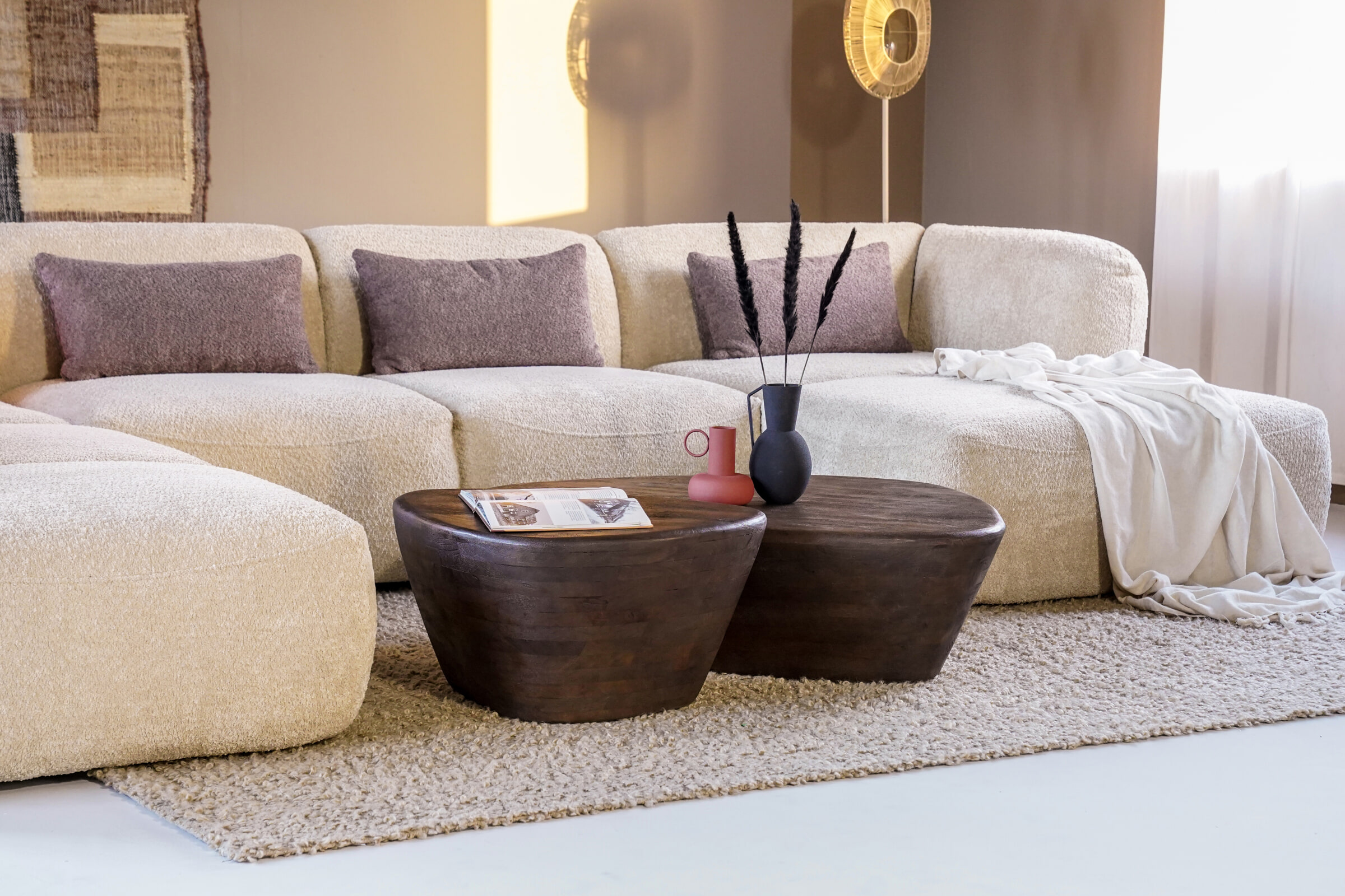 Eleonora Organische Salontafel 'Mila' Mangohout, 70 x 53cm, kleur Zwart