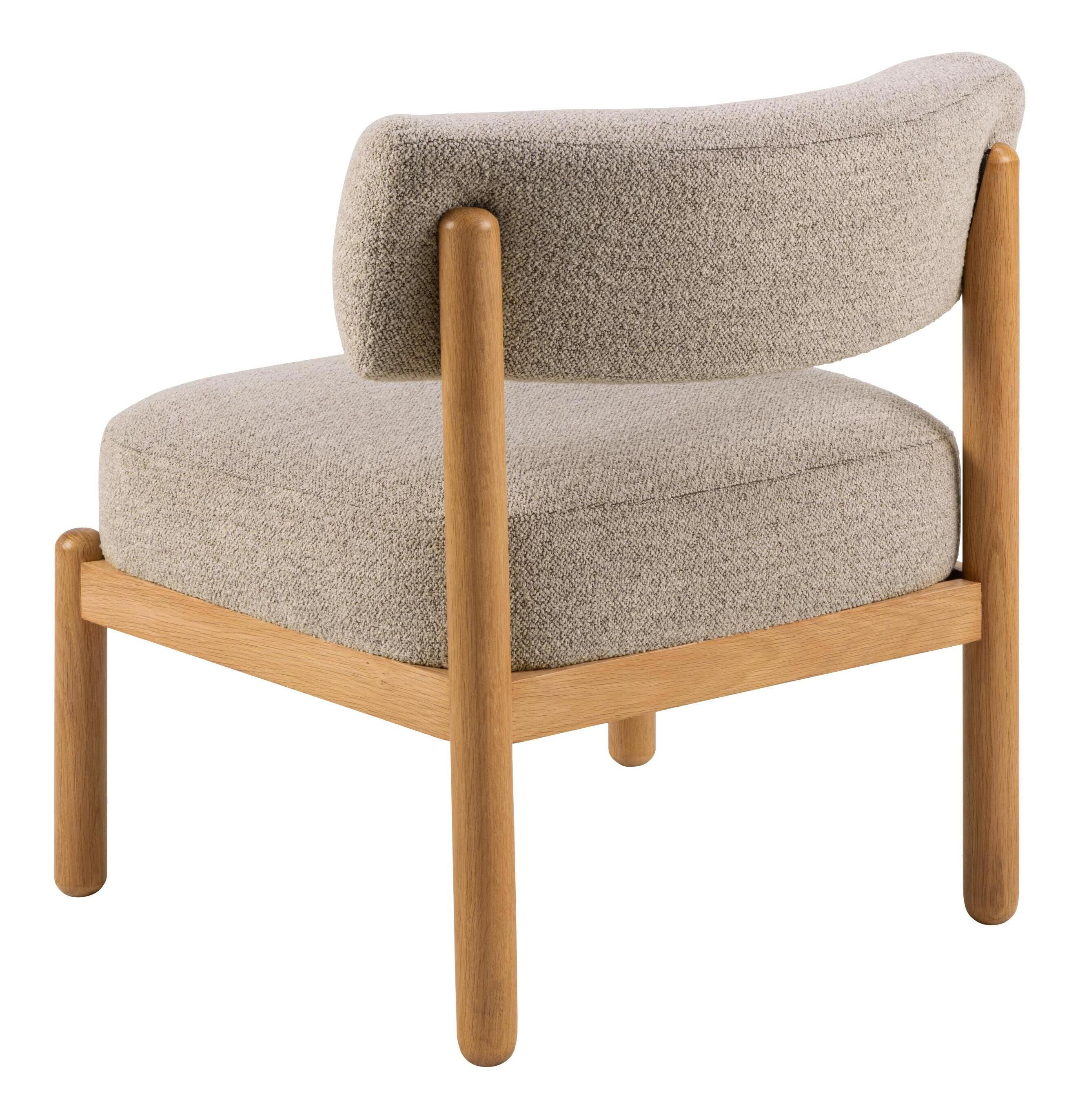Bendt Fauteuil 'Conni', Eikenhout en bouclé, kleur Beige