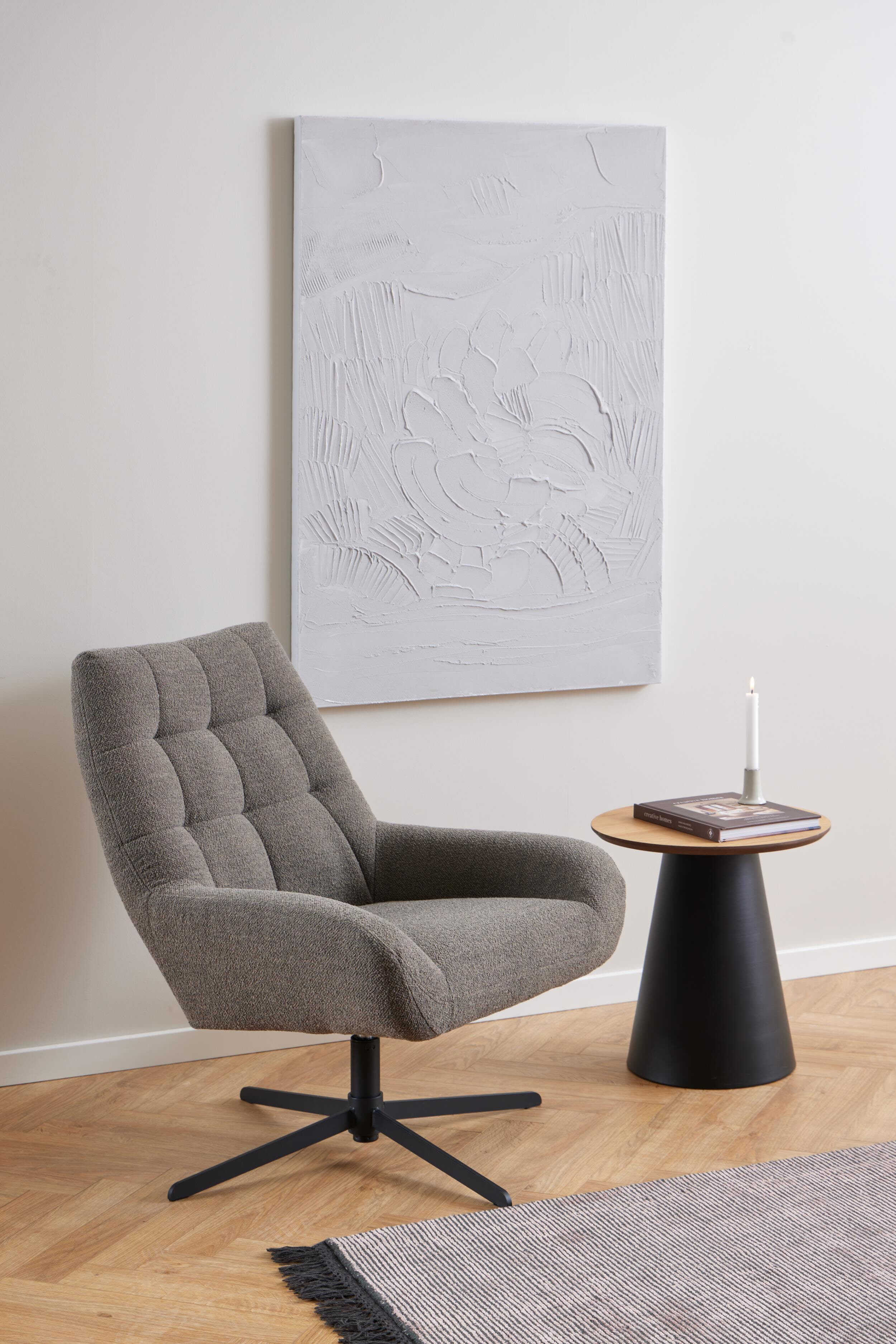 Bendt Ronde Bijzettafel 'Anemone' Eiken, 45cm, kleur Zwart