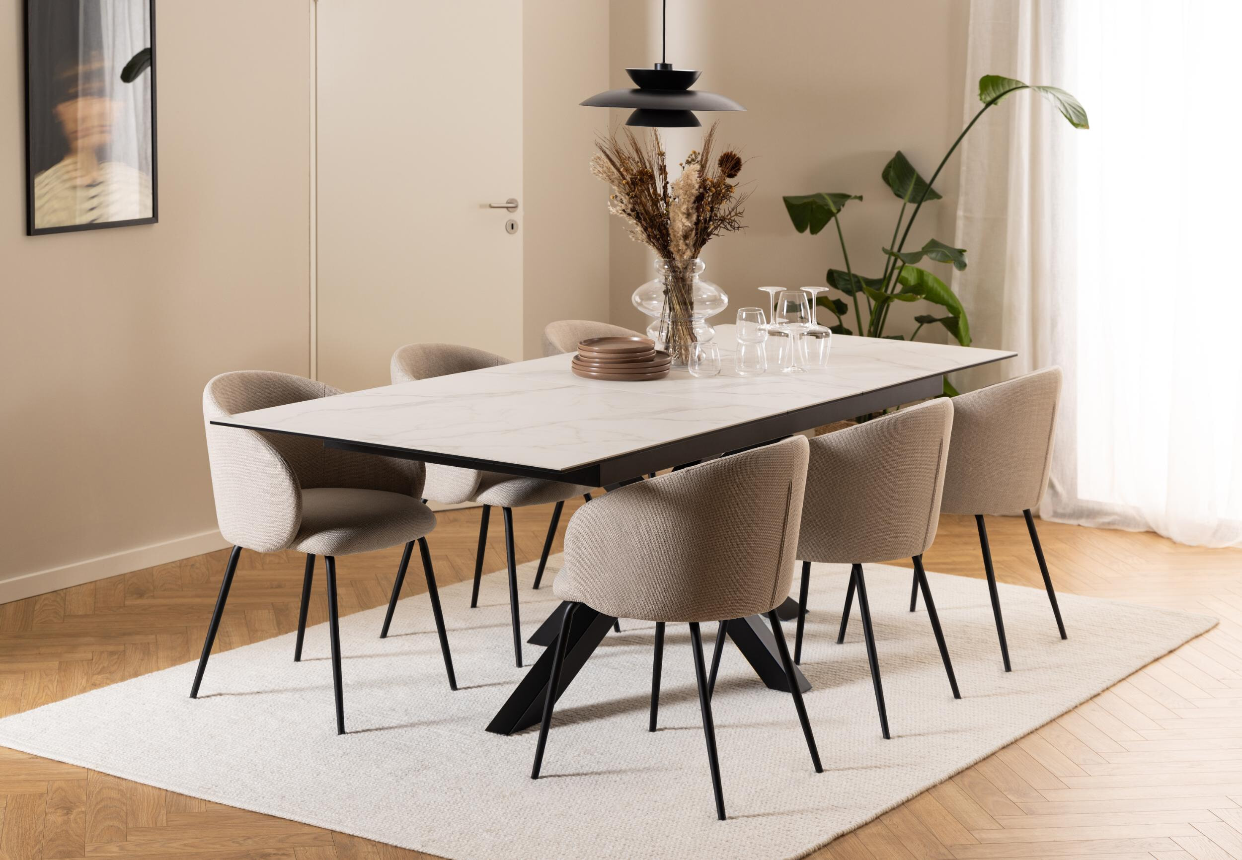 Bendt Uitschuifbare Eettafel 'Line' Keramiek, 200/240 x 100cm, kleur Wit