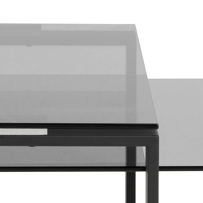 Bendt Salontafel 'Lone', Set van 2 stuks, Rookglas 115 x 69cm, kleur zwart