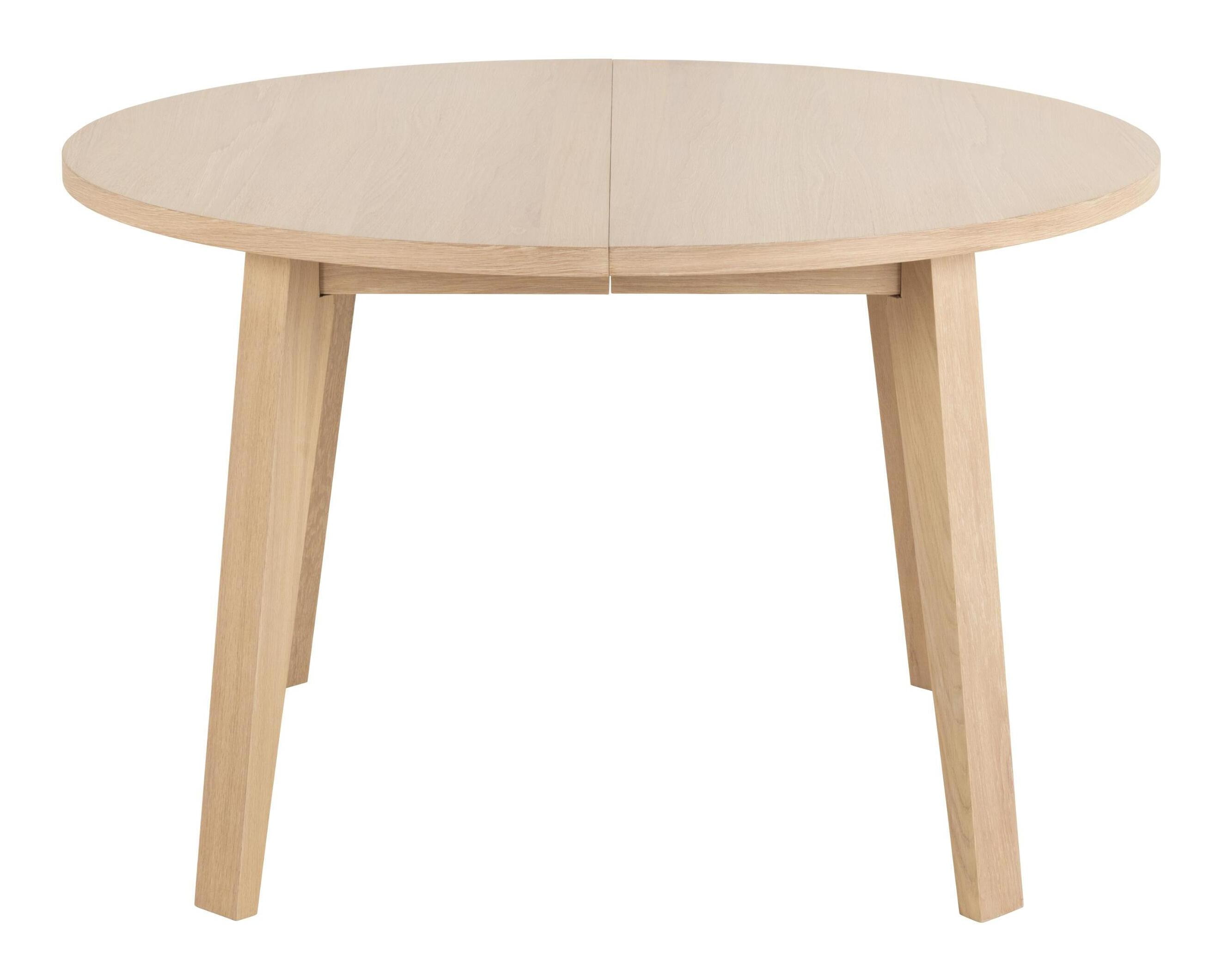 Bendt Uitschuifbare Ronde Eettafel 'Mads' Eiken whitewash, 120-220 x 120cm