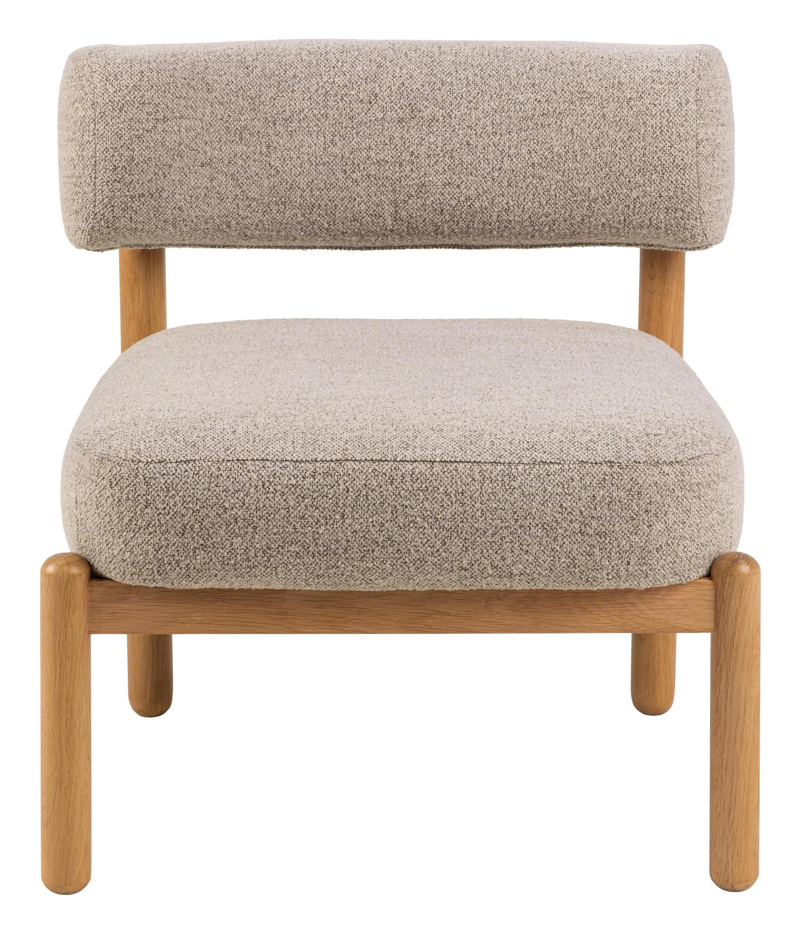 Bendt Fauteuil 'Conni', Eikenhout en bouclé, kleur Beige