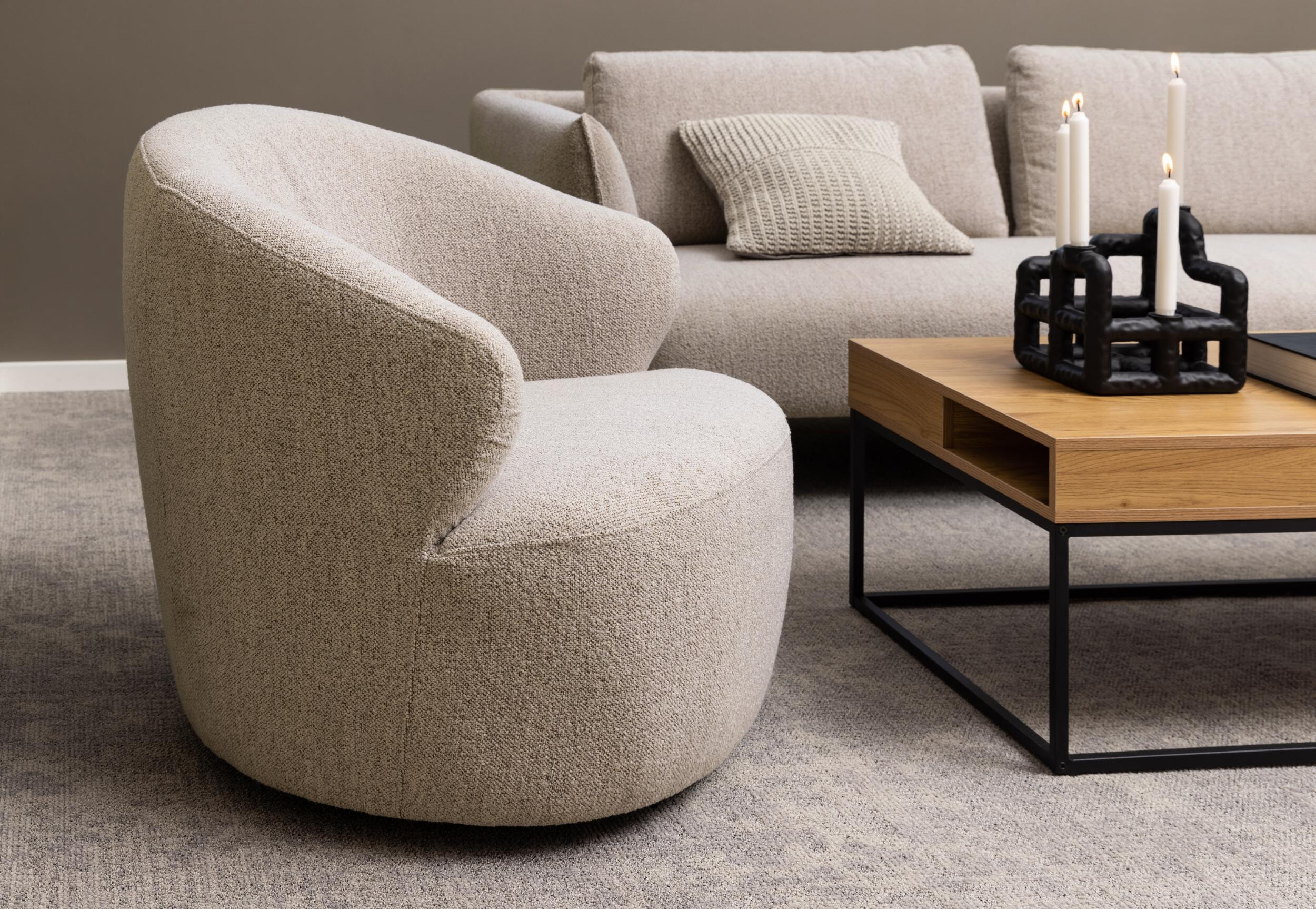 Bendt Draaibare Fauteuil 'Breah' Bouclé, kleur Beige