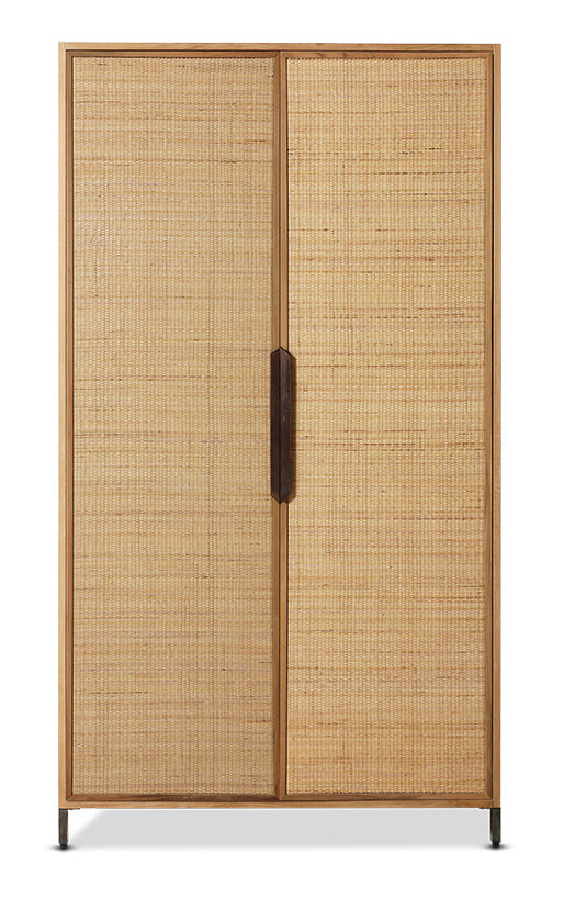 HKliving Opbergkast Pioneer Rattan & Hout, 180 x 100cm - Naturel