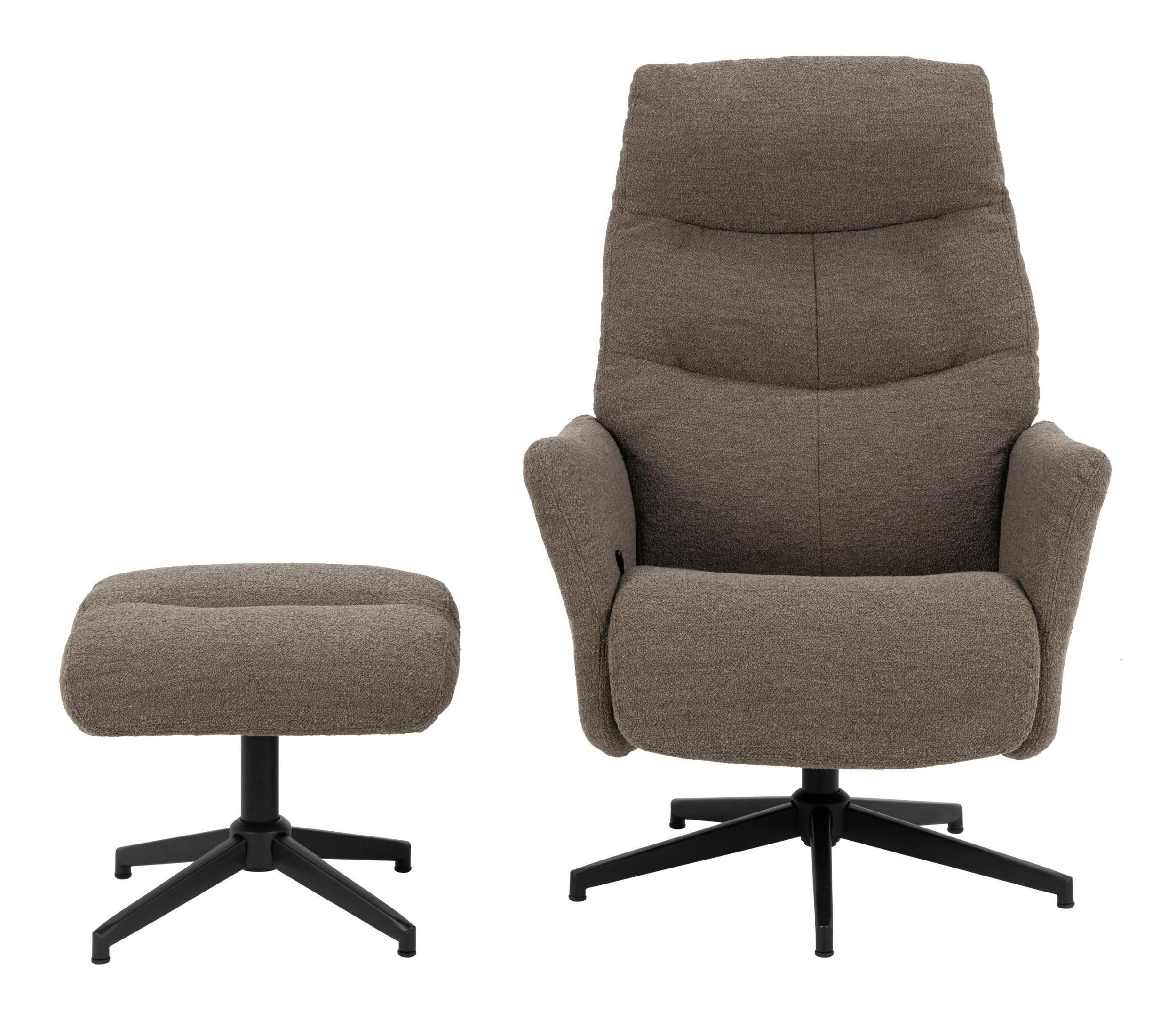 Bendt Relaxfauteuil 'Talisha' Met voetenbank, Bouclé, kleur Taupe