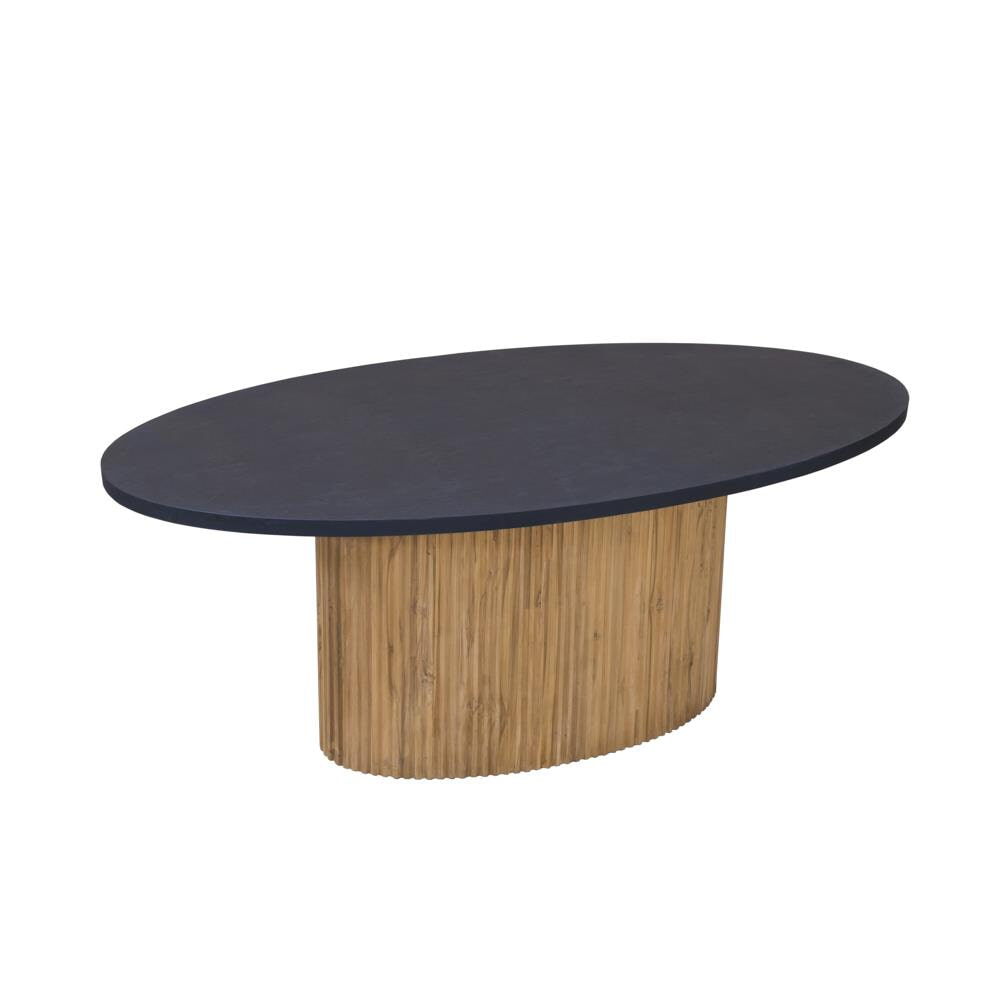 Tower Living Ovale Eettafel 'Palazzo' Teakhout en mineraal stucwerk, 200 x 110cm