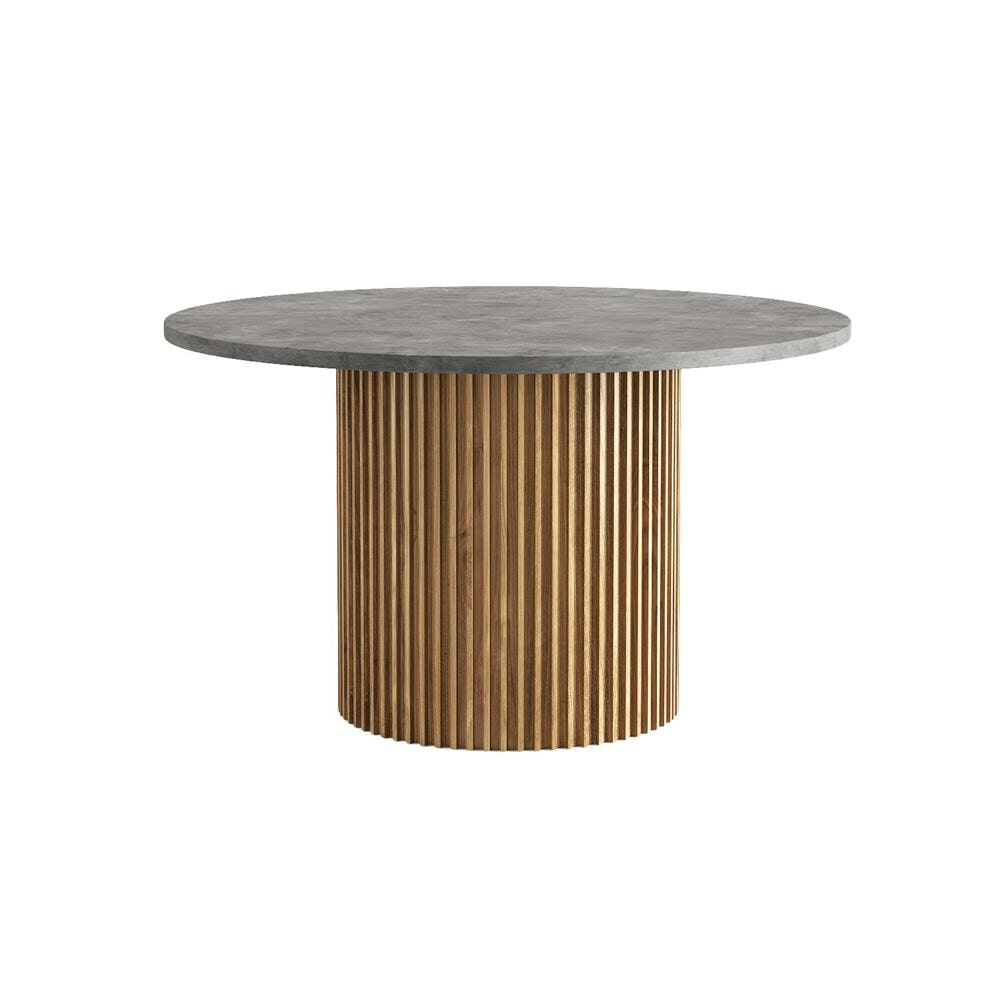 Tower Living Ronde Eettafel 'Palazzo' Teakhout en mineraal stucwerk, 130cm