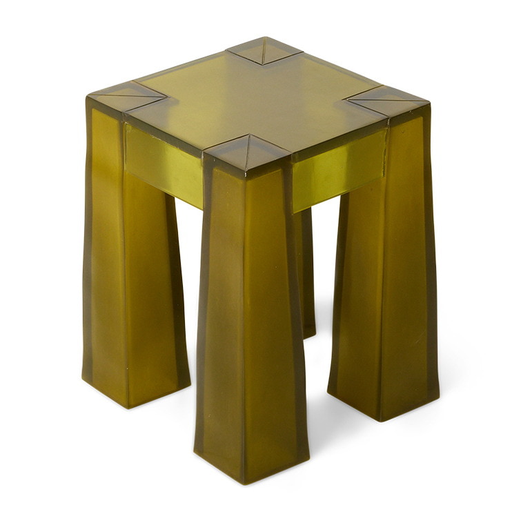 HKliving Krukje / Bijzettafel Resin 34 x 34cm - Vintage Geel