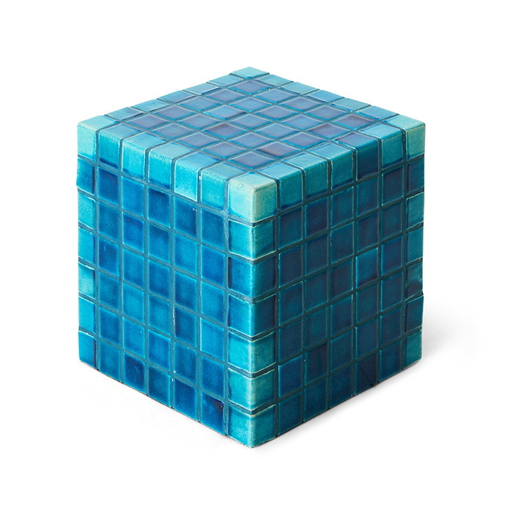 HKliving Bijzettafel Tiled Keramiek, 38 x 38cm - Turquoise - Vierkant