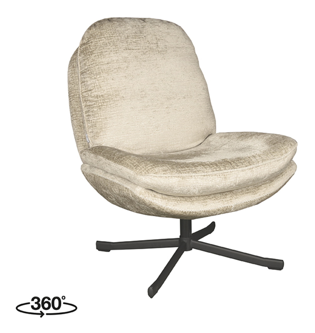 LABEL51 Draaifauteuil 'Noel' Elegance stof, kleur Beige
