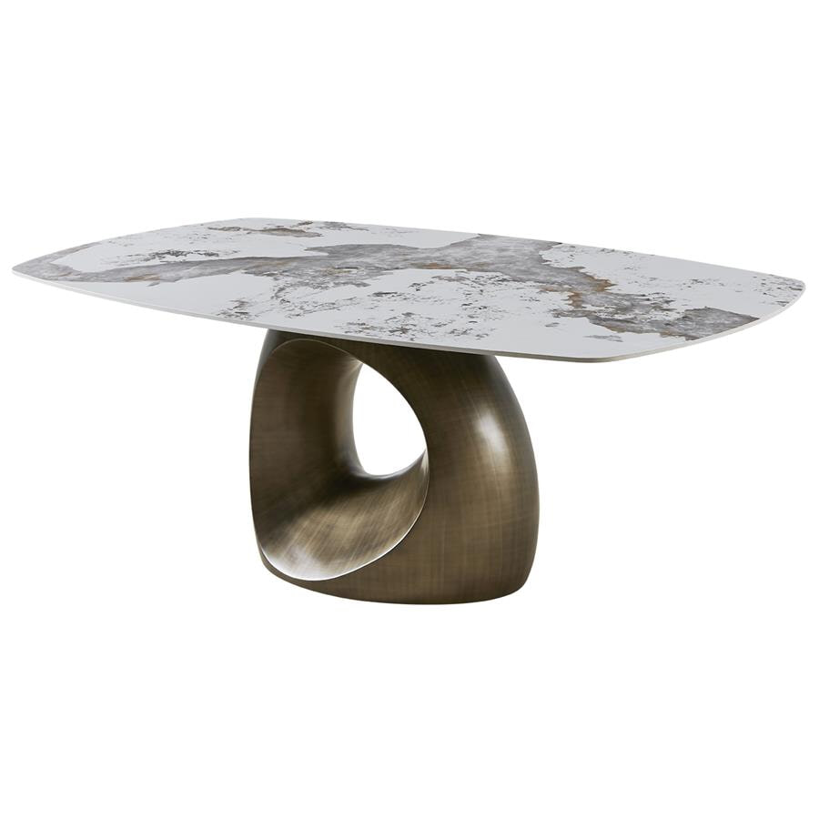 Tower Living Deens Ovale Eettafel 'Castello' Marmer-keramiek / brons, 200 x 120cm