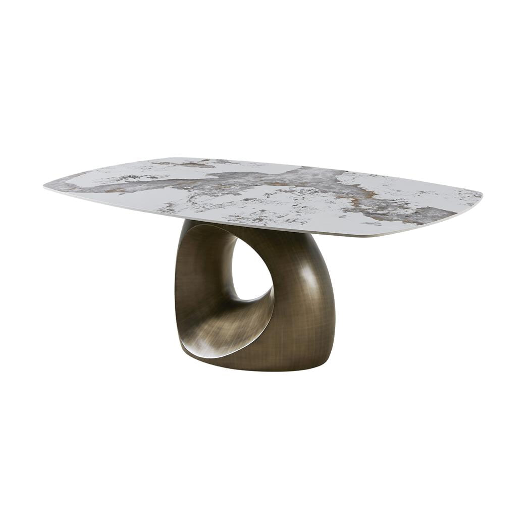 Tower Living Deens Ovale Eettafel 'Castello' Marmer-keramiek / brons, 200 x 120cm